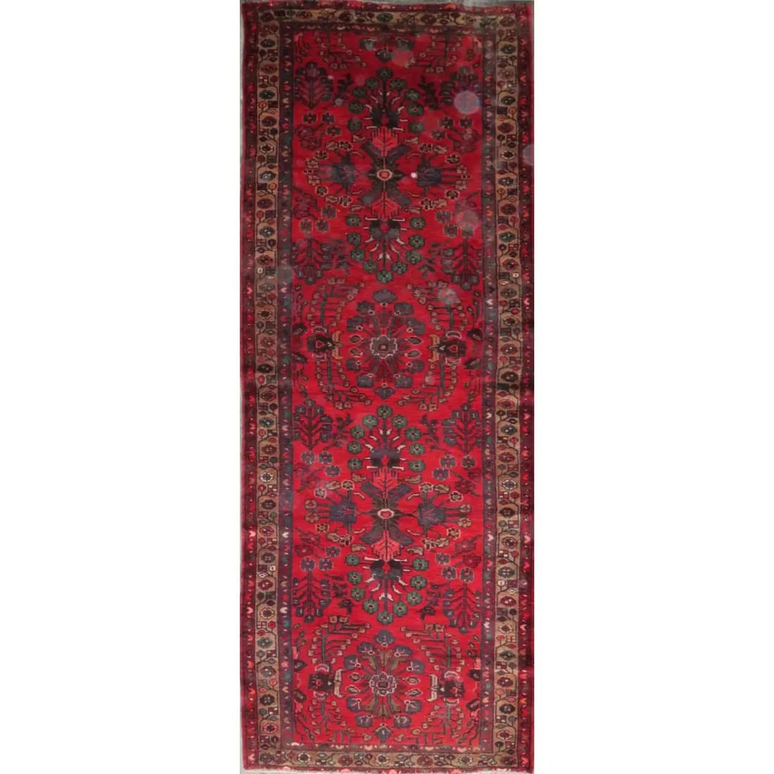 One Of The Kind Hand-Knotted Persian Wool Rug _ Luxurious Vintage Design, 9'7" x 3'4", Artisan: Hand-Knotted Persian Wool Rug _ Luxurious Vintage Design, 9'7" x 3'4", Artisan Crafted, Authentic hand-knotted traditional antique vintage Persian rugs, in excellent vintage condition with over 60 yea