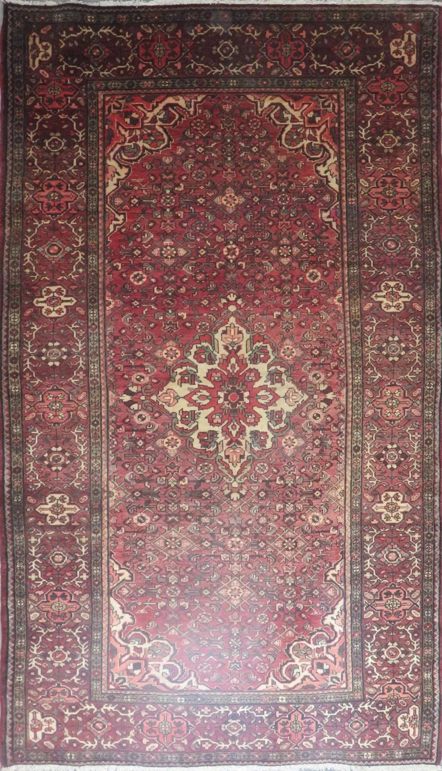One Of The Kind Hand-Knotted Persian Wool Rug _ Luxurious Vintage Design, 9'6" x 5'2", Artisan: Hand-Knotted Persian Wool Rug _ Luxurious Vintage Design, 9'6" x 5'2", Artisan Crafted, Authentic hand-knotted traditional antique vintage Persian rugs, in excellent vintage condition with over 60 yea