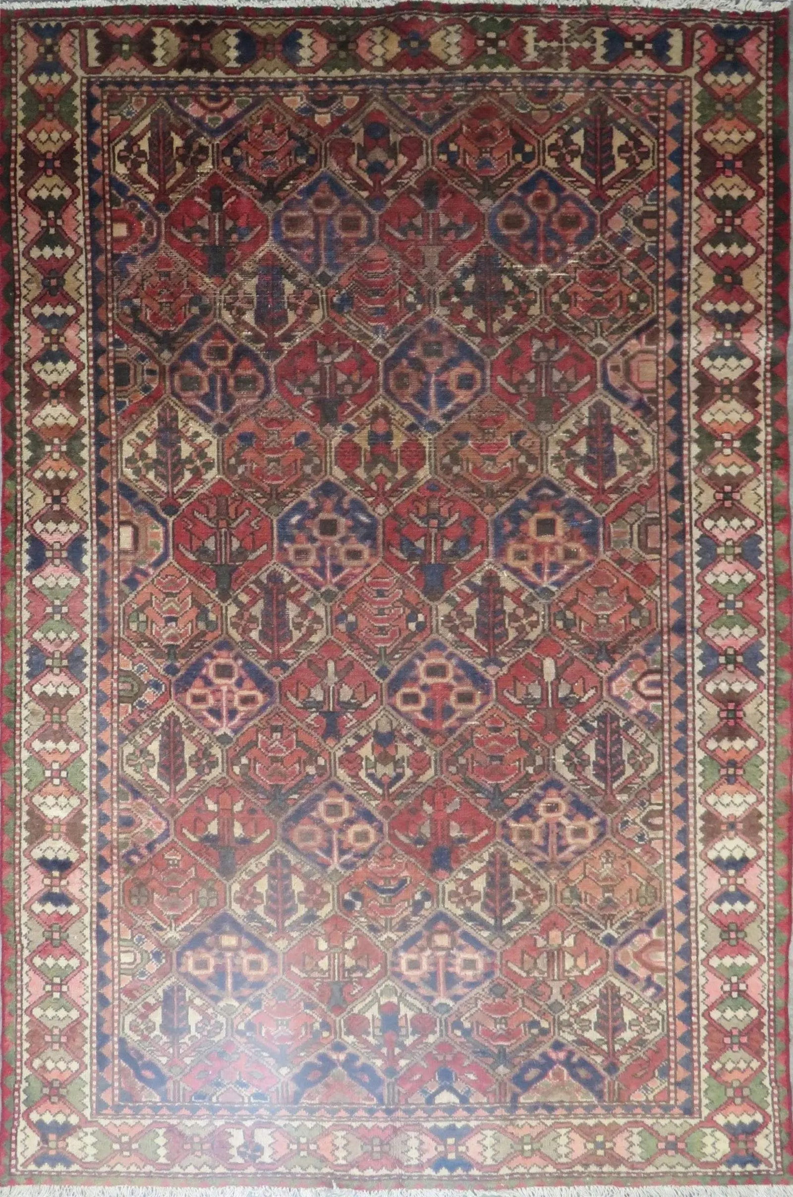 One Of The Kind Hand-Knotted Persian Wool Rug _ Luxurious Vintage Design, 9'6" x 6'3", Artisan (1 of 1)