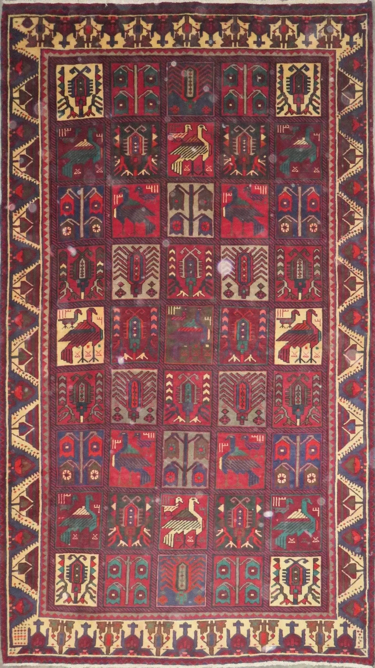 One Of The Kind Hand-Knotted Persian Wool Rug _ Luxurious Vintage Design, 9'6" x 5'3", Artisan: Hand-Knotted Persian Wool Rug _ Luxurious Vintage Design, 9'6" x 5'3", Artisan Crafted, Authentic hand-knotted traditional antique vintage Persian rugs, in excellent vintage condition with over 60 yea