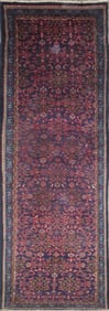 One Of The Kind Hand-Knotted Persian Wool Rug _ Luxurious Vintage Design, 9'6" x 3'3", Artisan
