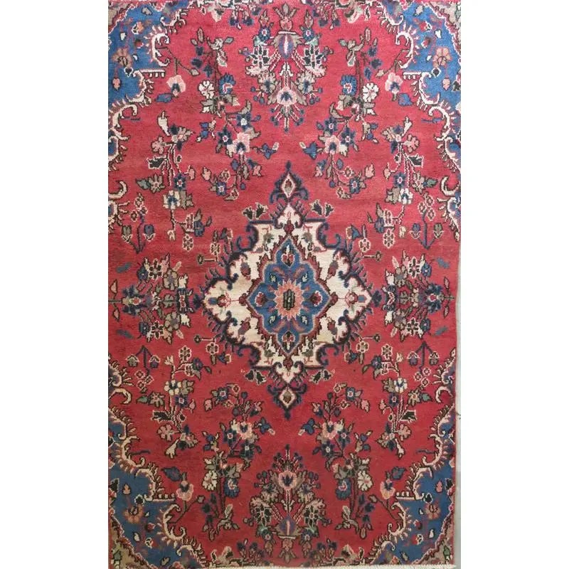 One Of The Kind Hand-Knotted Persian Wool Rug _ Luxurious Vintage Design, 9'5" x 6'1", Artisan: Hand-Knotted Persian Wool Rug _ Luxurious Vintage Design, 9'5" x 6'1", Artisan Crafted, Authentic hand-knotted traditional antique vintage Persian rugs, in excellent vintage condition with over 60 yea
