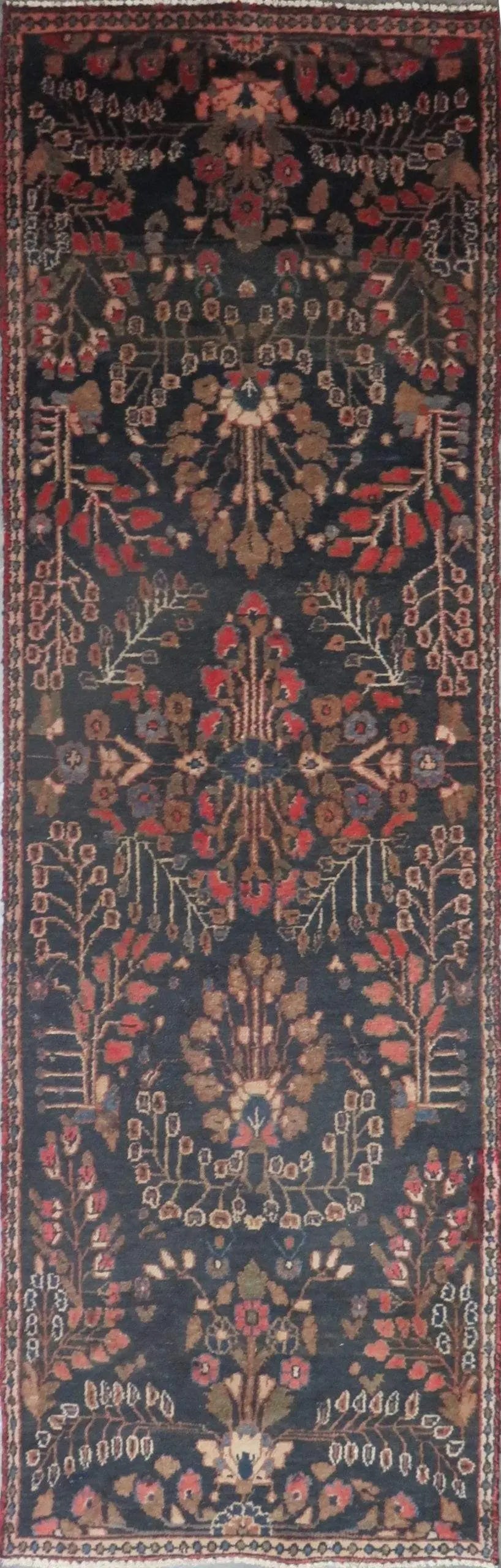 One Of The Kind Hand-Knotted Persian Wool Rug _ Luxurious Vintage Design, 9'4" x 2'8", Artisan: Hand-Knotted Persian Wool Rug _ Luxurious Vintage Design, 9'4" x 2'8", Artisan Crafted, Authentic hand-knotted traditional antique vintage Persian rugs, in excellent vintage condition with over 60 yea