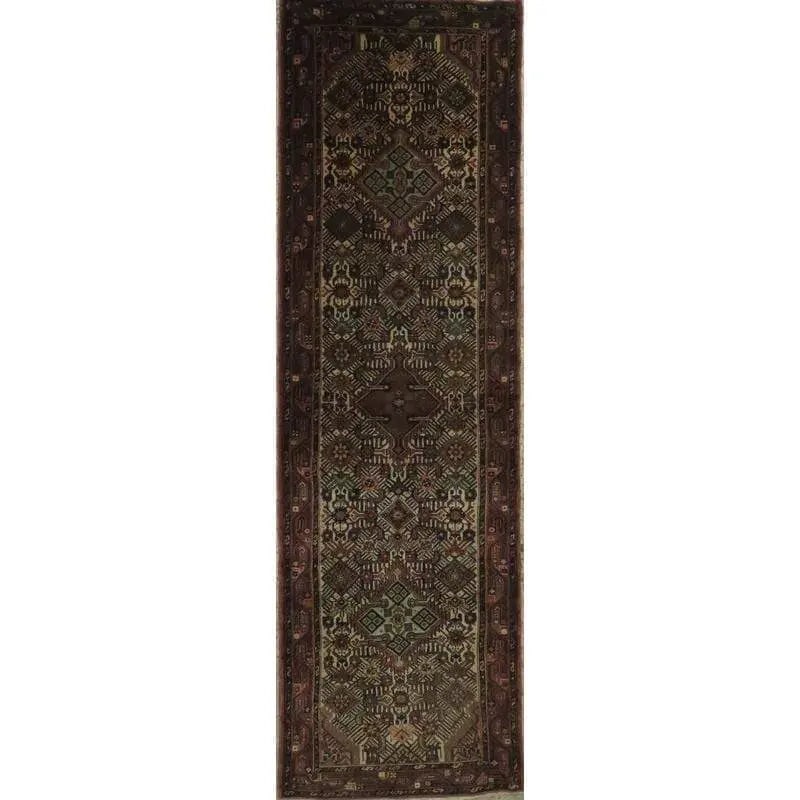 One Of The Kind Hand-Knotted Persian Wool Rug _ Luxurious Vintage Design, 9'4" x 2'5", Artisan: Hand-Knotted Persian Wool Rug _ Luxurious Vintage Design, 9'4" x 2'5", Artisan Crafted, Authentic hand-knotted traditional antique vintage Persian rugs, in excellent vintage condition with over 60 yea