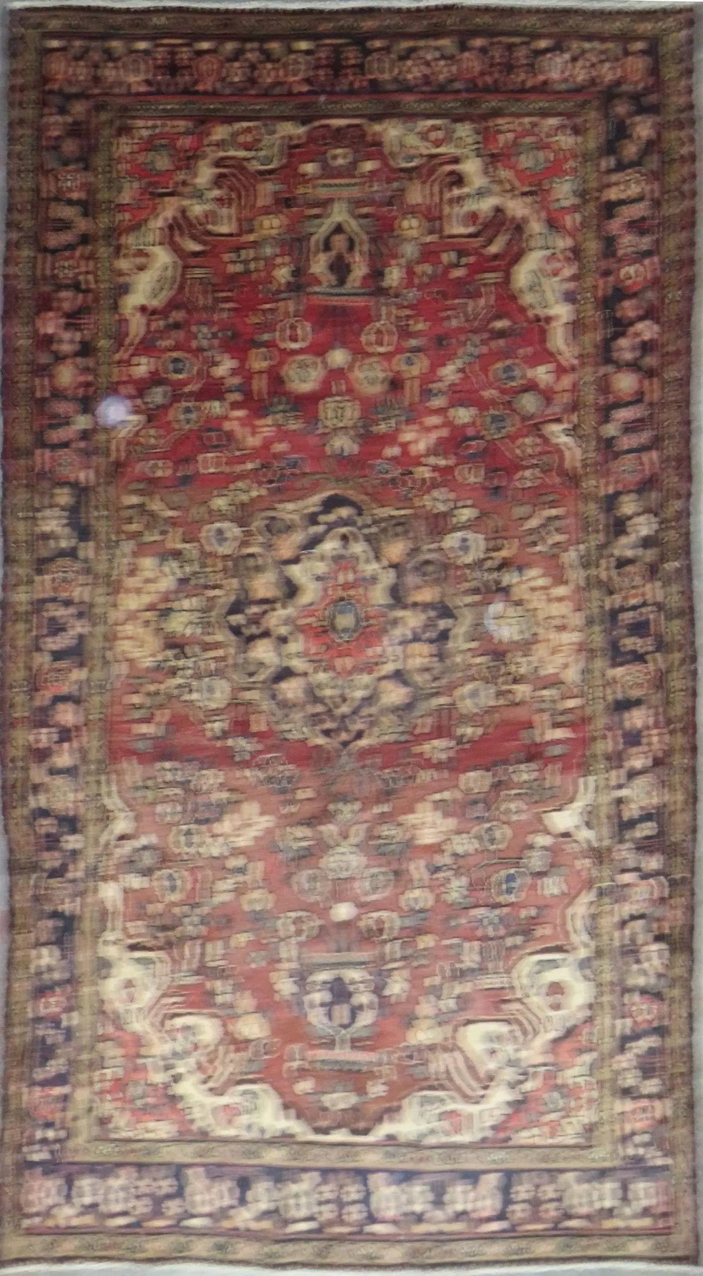 One Of The Kind Hand-Knotted Persian Wool Rug _ Luxurious Vintage Design, 9'3" x 5'2", Artisan: Hand-Knotted Persian Wool Rug _ Luxurious Vintage Design, 9'3" x 5'2", Artisan Crafted, Authentic hand-knotted traditional antique vintage Persian rugs, in excellent vintage condition with over 60 yea