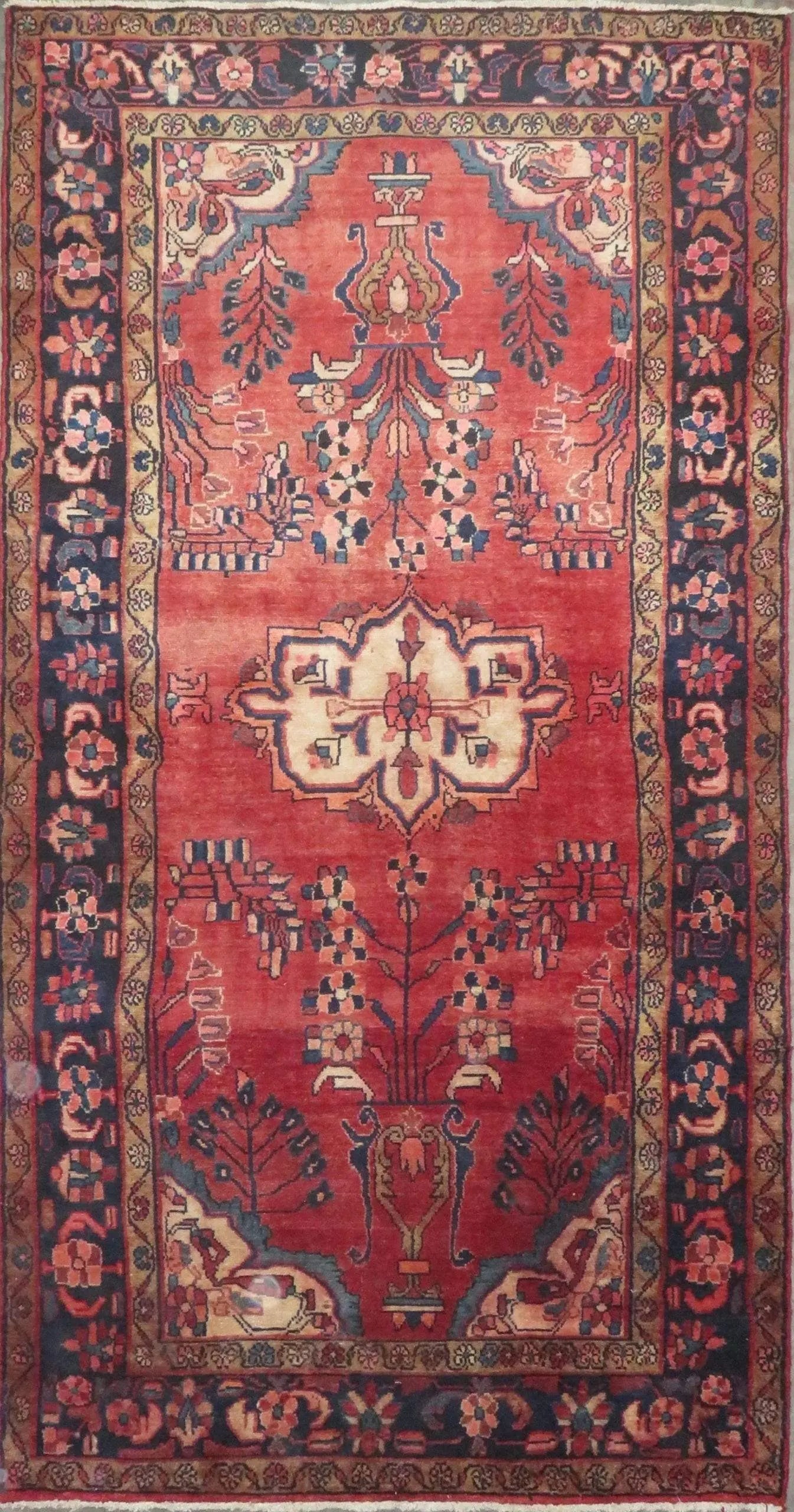 One Of The Kind Hand-Knotted Persian Wool Rug _ Luxurious Vintage Design, 9'0" x 4'9", Artisan: Hand-Knotted Persian Wool Rug _ Luxurious Vintage Design, 9'0" x 4'9", Artisan Crafted, Authentic hand-knotted traditional antique vintage Persian rugs, in excellent vintage condition with over 60 yea
