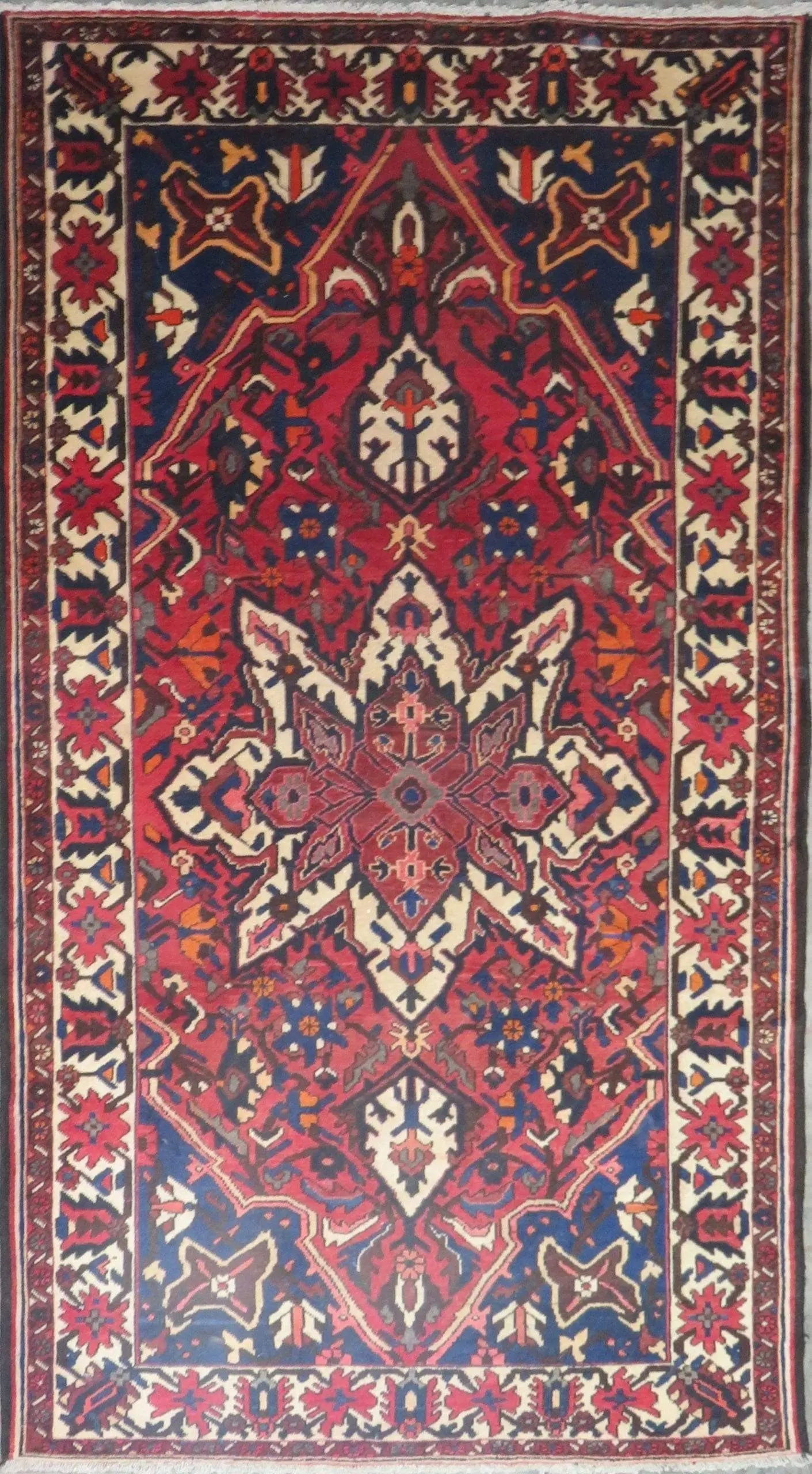 One Of The Kind Hand-Knotted Persian Wool Rug _ Luxurious Vintage Design, 8'7" x 5'5", Artisan: Hand-Knotted Persian Wool Rug _ Luxurious Vintage Design, 8'7" x 5'5", Artisan Crafted, Authentic hand-knotted traditional antique vintage Persian rugs, in excellent vintage condition with over 60 yea