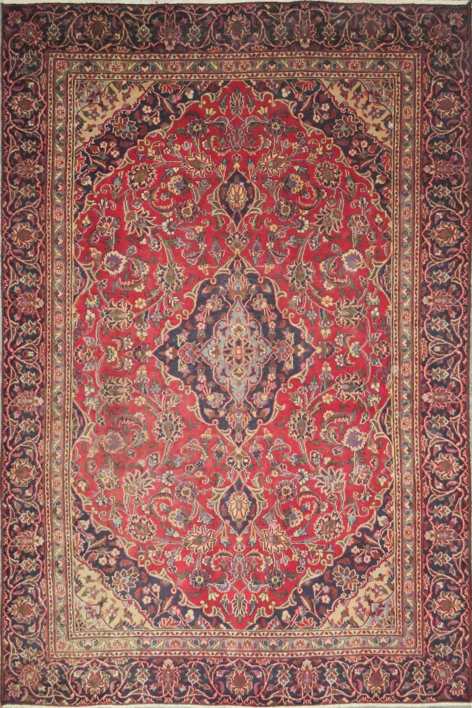 One Of The Kind Hand-Knotted Persian Wool Rug _ Luxurious Vintage Design, 8'5" x 5'8", Artisan: Hand-Knotted Persian Wool Rug _ Luxurious Vintage Design, 8'5" x 5'8", Artisan Crafted, Authentic hand-knotted traditional antique vintage Persian rugs, in excellent vintage condition with over 60 yea