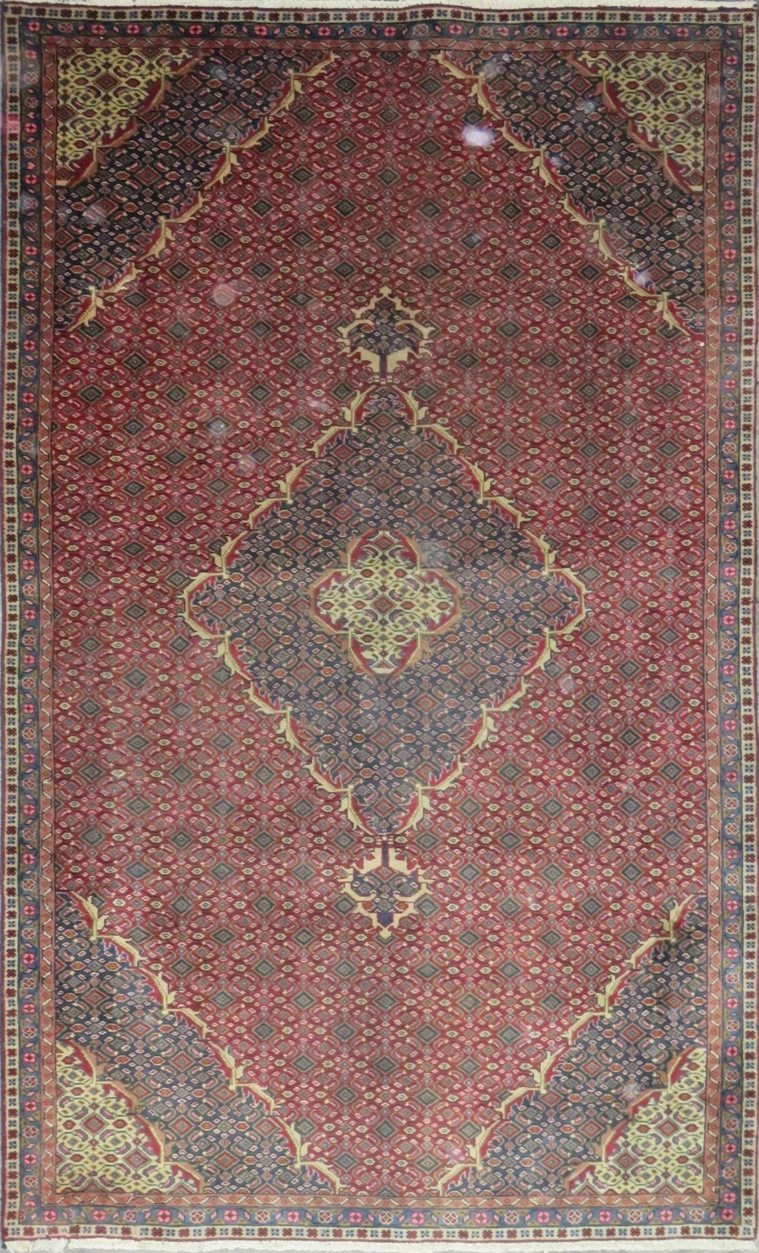 One Of The Kind Hand-Knotted Persian Wool Rug _ Luxurious Vintage Design, 8'3" x 5'0", Artisan: Hand-Knotted Persian Wool Rug _ Luxurious Vintage Design, 8'3" x 5'0", Artisan Crafted, Authentic hand-knotted traditional antique vintage Persian rugs, in excellent vintage condition with over 60 yea