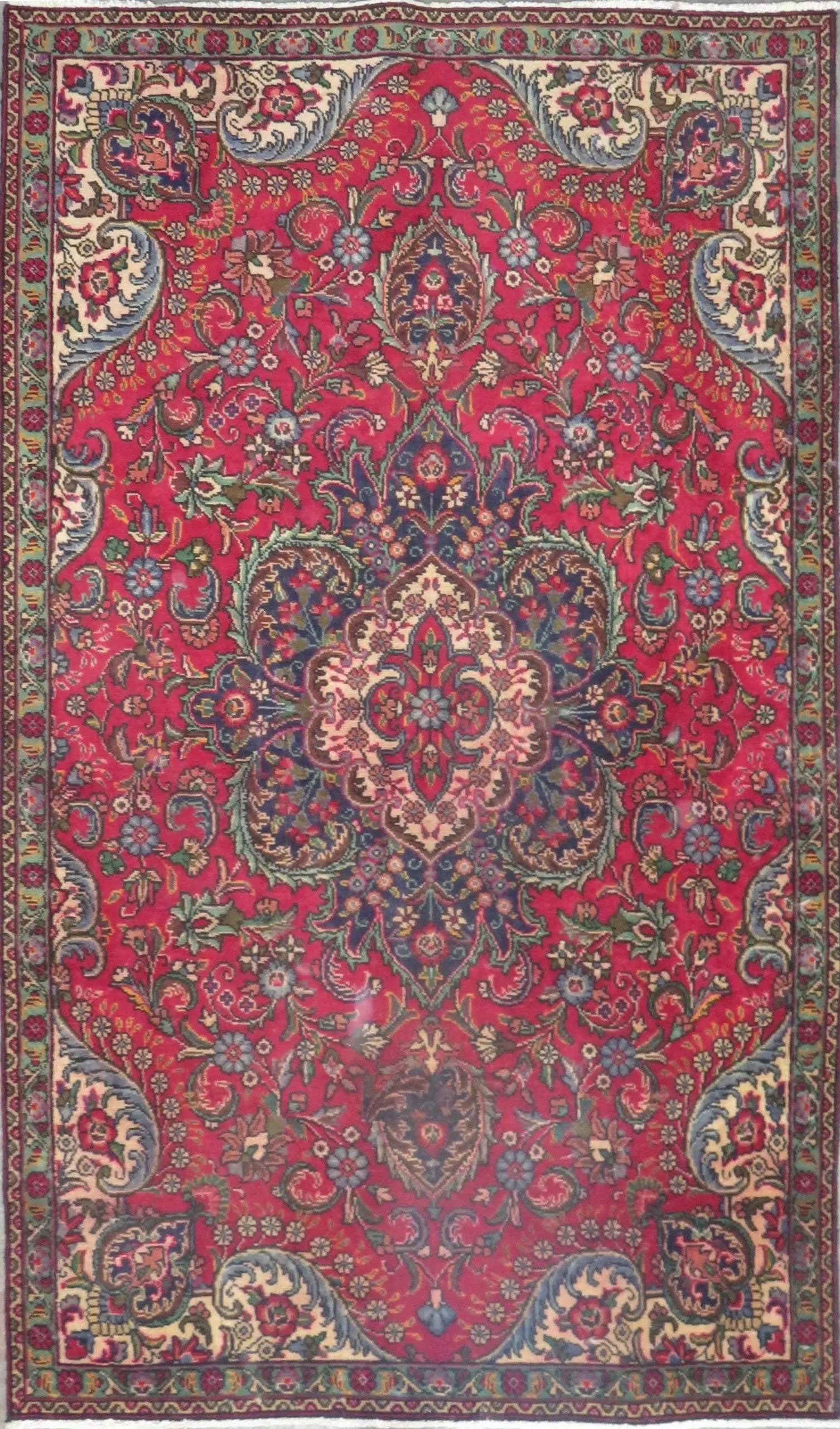 One Of The Kind Hand-Knotted Persian Wool Rug _ Luxurious Vintage Design, 8'2" x 4'8", Artisan: Hand-Knotted Persian Wool Rug _ Luxurious Vintage Design, 8'2" x 4'8", Artisan Crafted, Authentic hand-knotted traditional antique vintage Persian rugs, in excellent vintage condition with over 60 yea