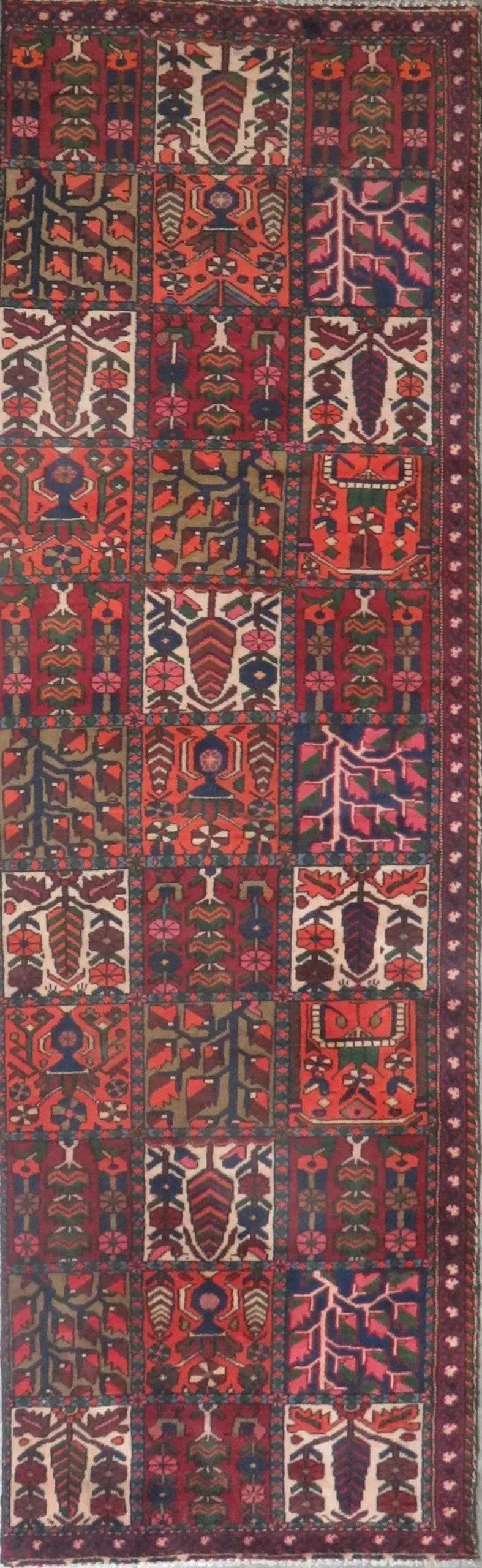One Of The Kind Hand-Knotted Persian Wool Rug _ Luxurious Vintage Design, 8'10" x 2'5", Artisan: Hand-Knotted Persian Wool Rug _ Luxurious Vintage Design, 8'10" x 2'5", Artisan Crafted, Authentic hand-knotted traditional antique vintage Persian rugs, in excellent vintage condition with over 60 ye
