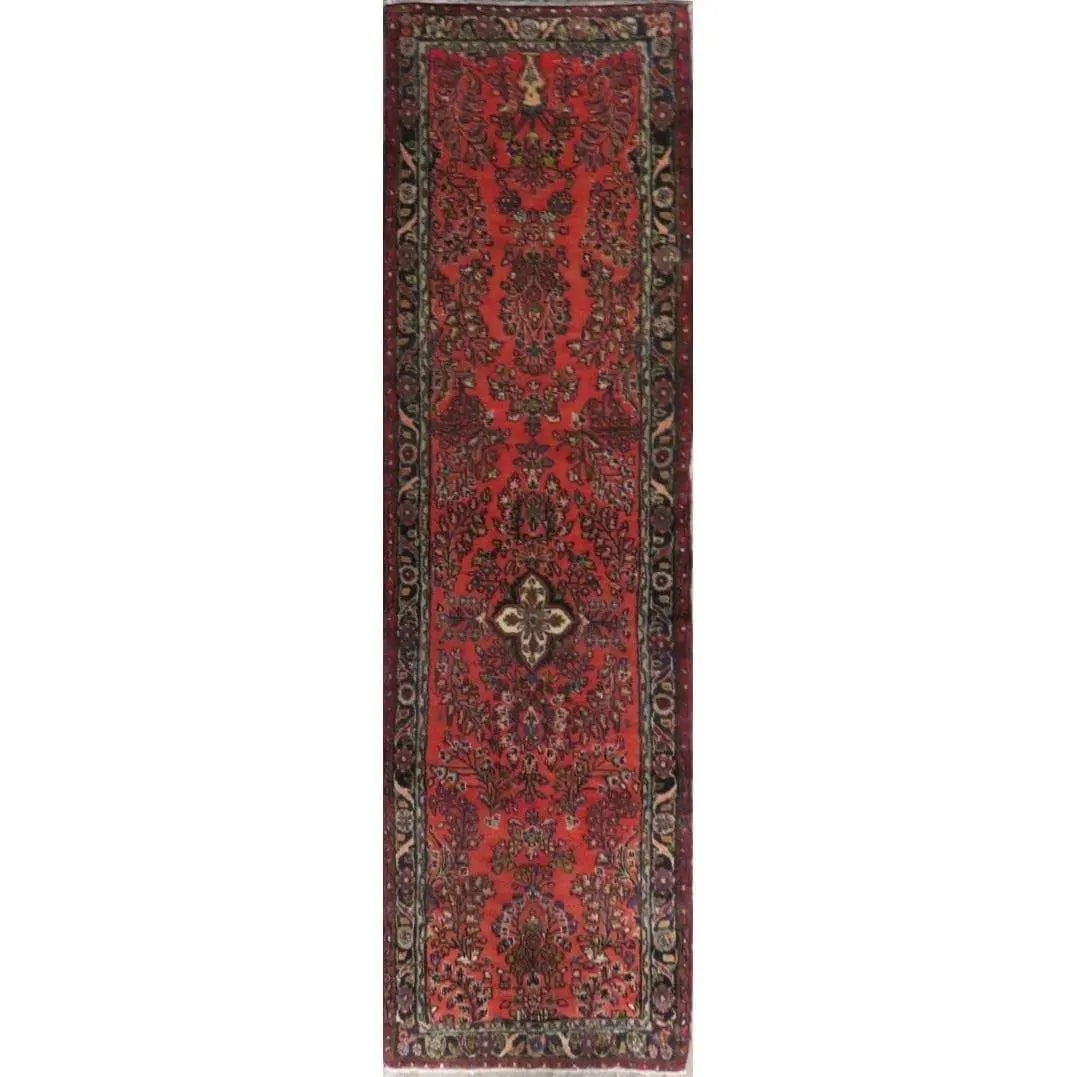 One Of The Kind Hand-Knotted Persian Wool Rug _ Luxurious Vintage Design, 8'10" x 2'3", Artisan: Hand-Knotted Persian Wool Rug _ Luxurious Vintage Design, 8'10" x 2'3", Artisan Crafted, Authentic hand-knotted traditional antique vintage Persian rugs, in excellent vintage condition with over 60 ye