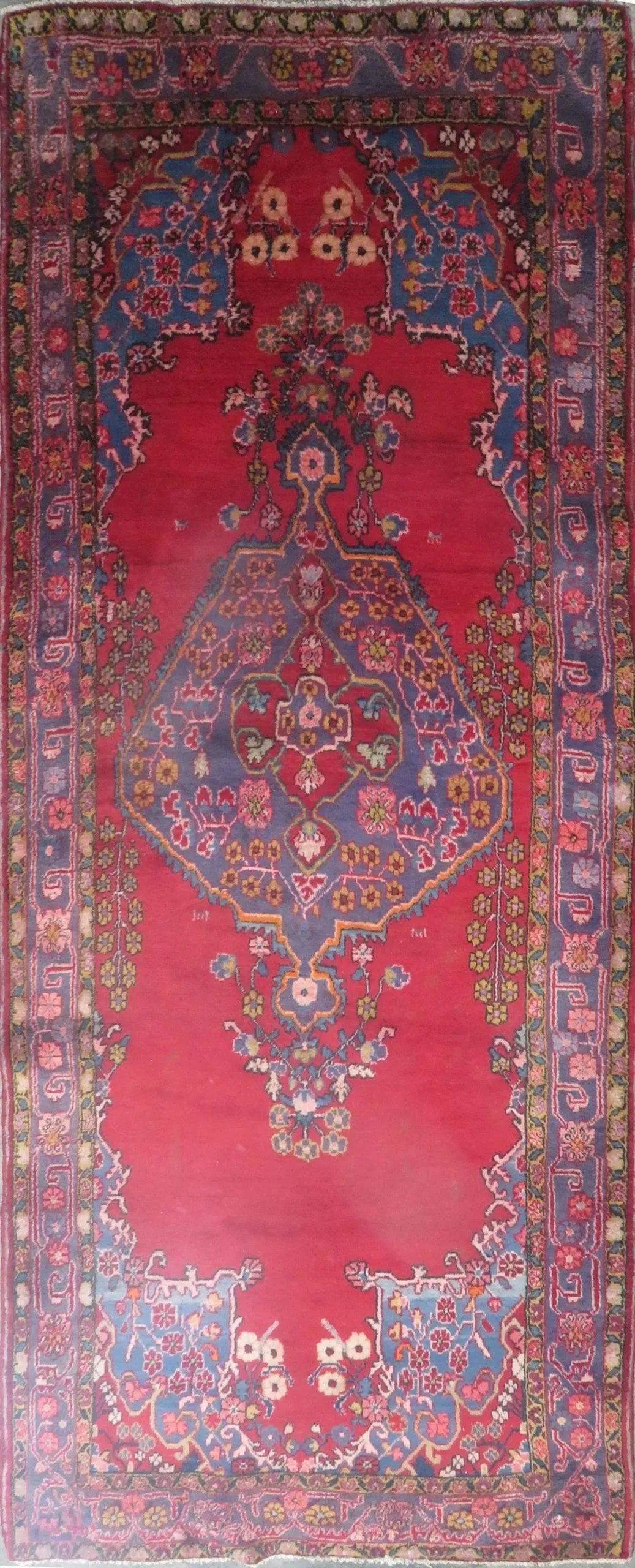 One Of The Kind Hand-Knotted Persian Wool Rug _ Luxurious Vintage Design, 8'1" x 4'6", Artisan: Hand-Knotted Persian Wool Rug _ Luxurious Vintage Design, 8'1" x 4'6", Artisan Crafted, Authentic hand-knotted traditional antique vintage Persian rugs, in excellent vintage condition with over 60 yea