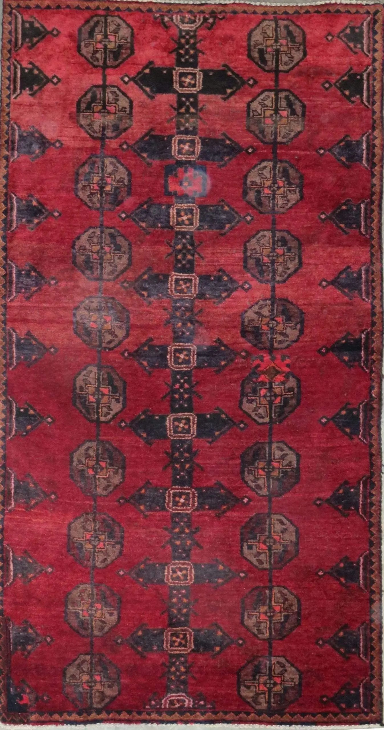 One Of The Kind Hand-Knotted Persian Wool Rug _ Luxurious Vintage Design, 8'1" x 4'1", Artisan: Hand-Knotted Persian Wool Rug _ Luxurious Vintage Design, 8'1" x 4'1", Artisan Crafted, Authentic hand-knotted traditional antique vintage Persian rugs, in excellent vintage condition with over 60 yea