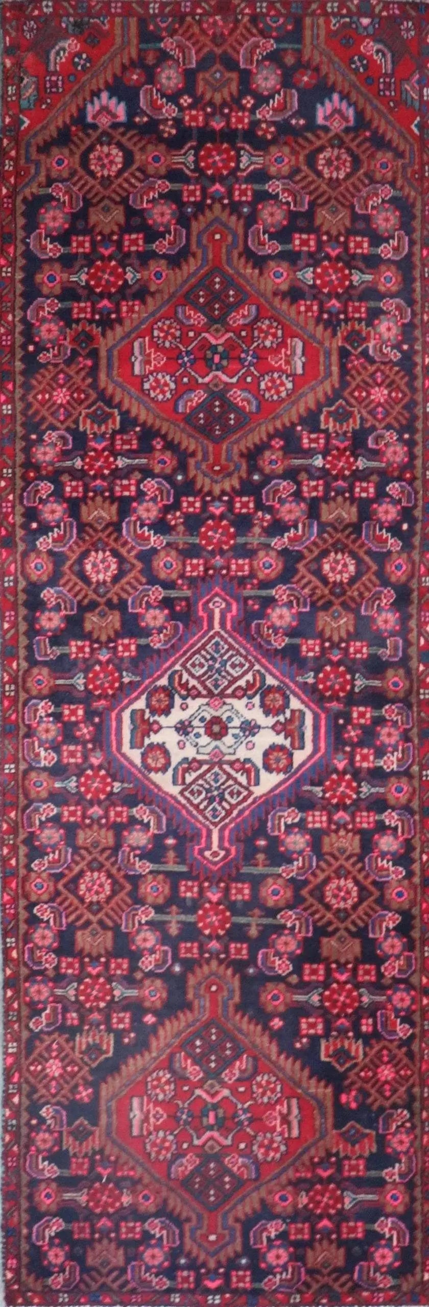 One Of The Kind Hand-Knotted Persian Wool Rug _ Luxurious Vintage Design, 8'1" x 2'6", Artisan: Hand-Knotted Persian Wool Rug _ Luxurious Vintage Design, 8'1" x 2'6", Artisan Crafted, Authentic hand-knotted traditional antique vintage Persian rugs, in excellent vintage condition with over 60 yea