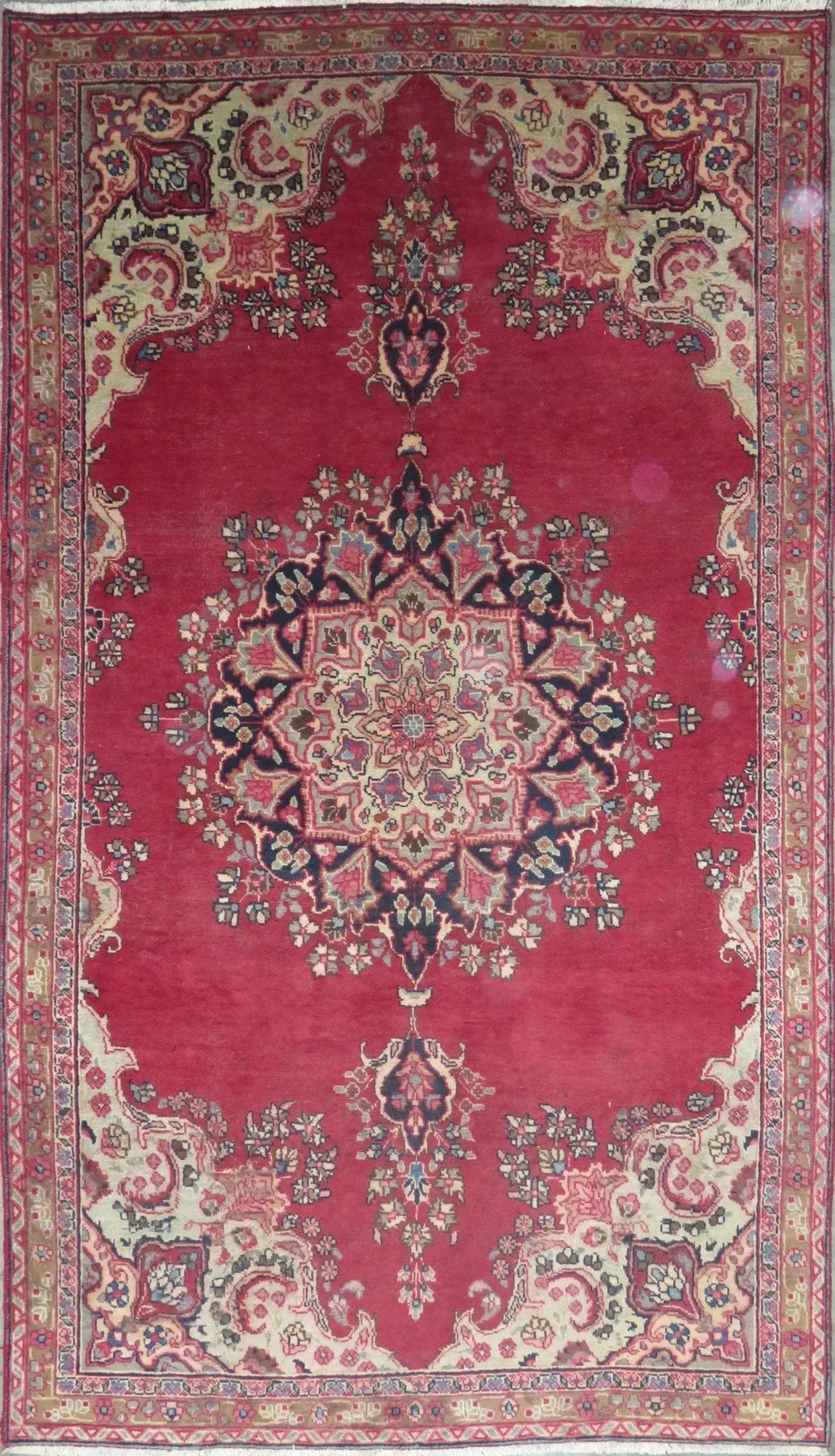 One Of The Kind Hand-Knotted Persian Wool Rug _ Luxurious Vintage Design, 7'9" x 4'5", Artisan: Hand-Knotted Persian Wool Rug _ Luxurious Vintage Design, 7'9" x 4'5", Artisan Crafted, Authentic hand-knotted traditional antique vintage Persian rugs, in excellent vintage condition with over 60 yea