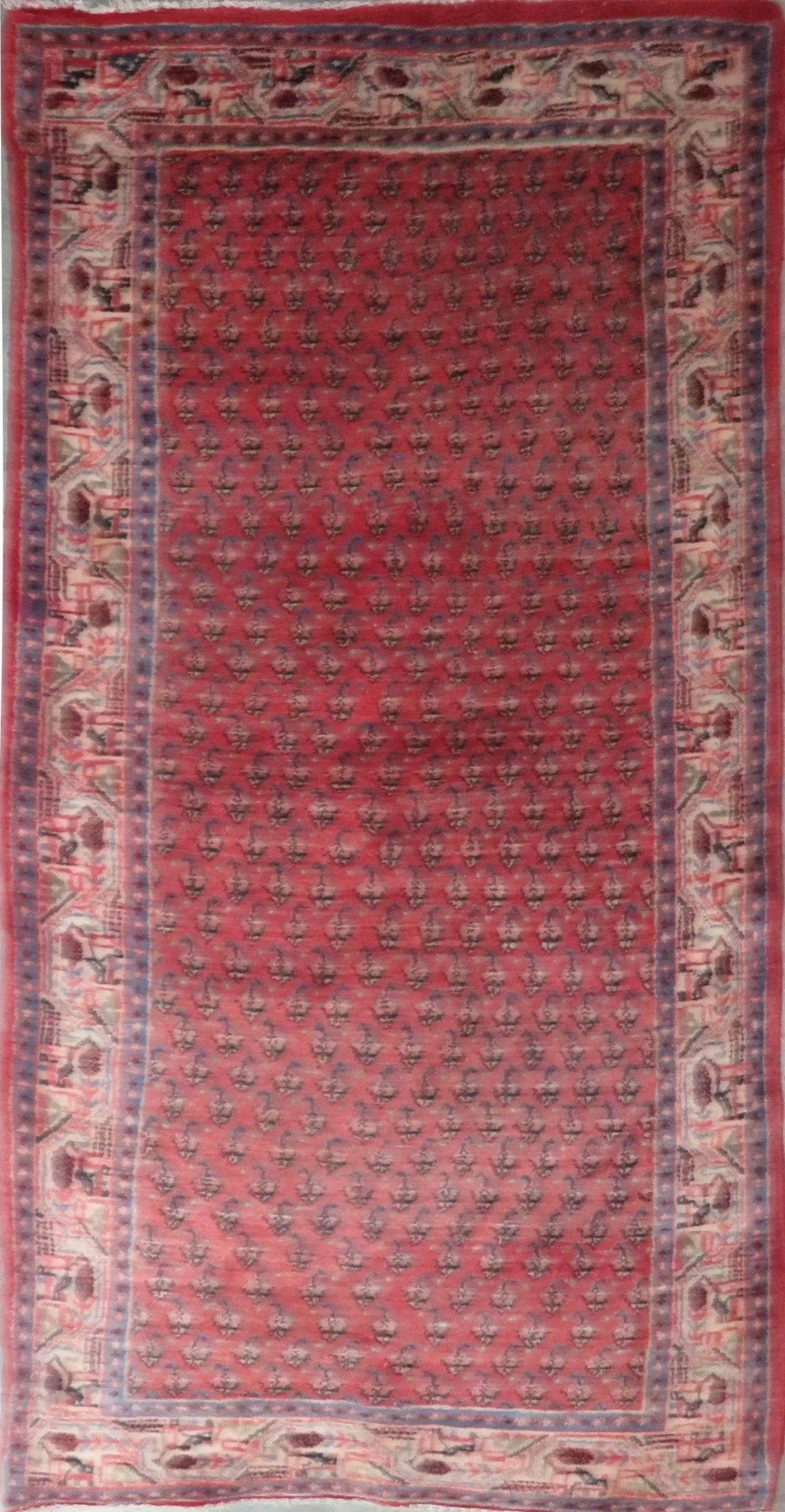 One Of The Kind Hand-Knotted Persian Wool Rug _ Luxurious Vintage Design, 7'8" x 4'1", Artisan: Hand-Knotted Persian Wool Rug _ Luxurious Vintage Design, 7'8" x 4'1", Artisan Crafted, Authentic hand-knotted traditional antique vintage Persian rugs, in excellent vintage condition with over 60 yea
