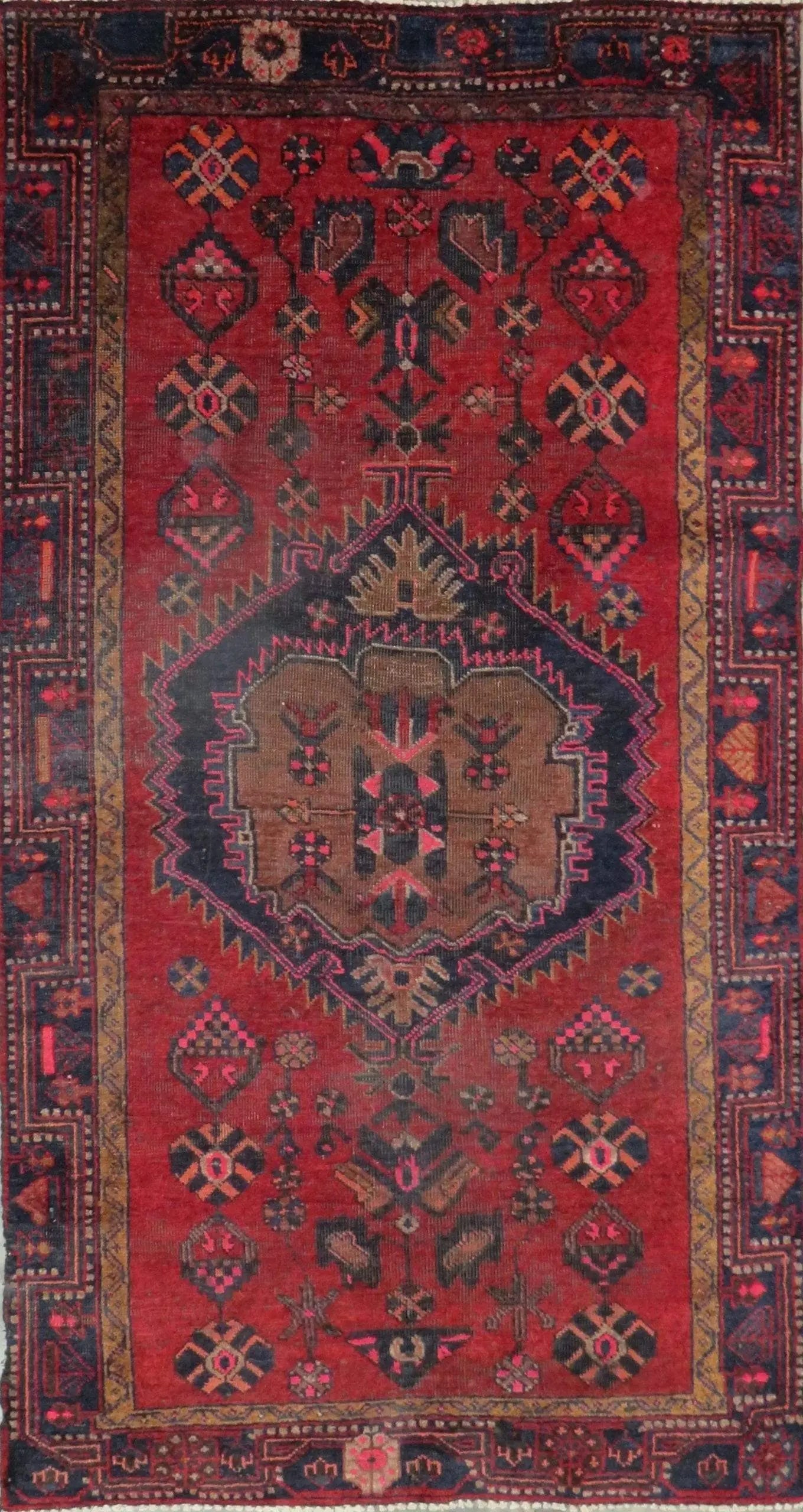 One Of The Kind Hand-Knotted Persian Wool Rug _ Luxurious Vintage Design, 7'8" x 4'0", Artisan: Hand-Knotted Persian Wool Rug _ Luxurious Vintage Design, 7'8" x 4'0", Artisan Crafted, Authentic hand-knotted traditional antique vintage Persian rugs, in excellent vintage condition with over 60 yea