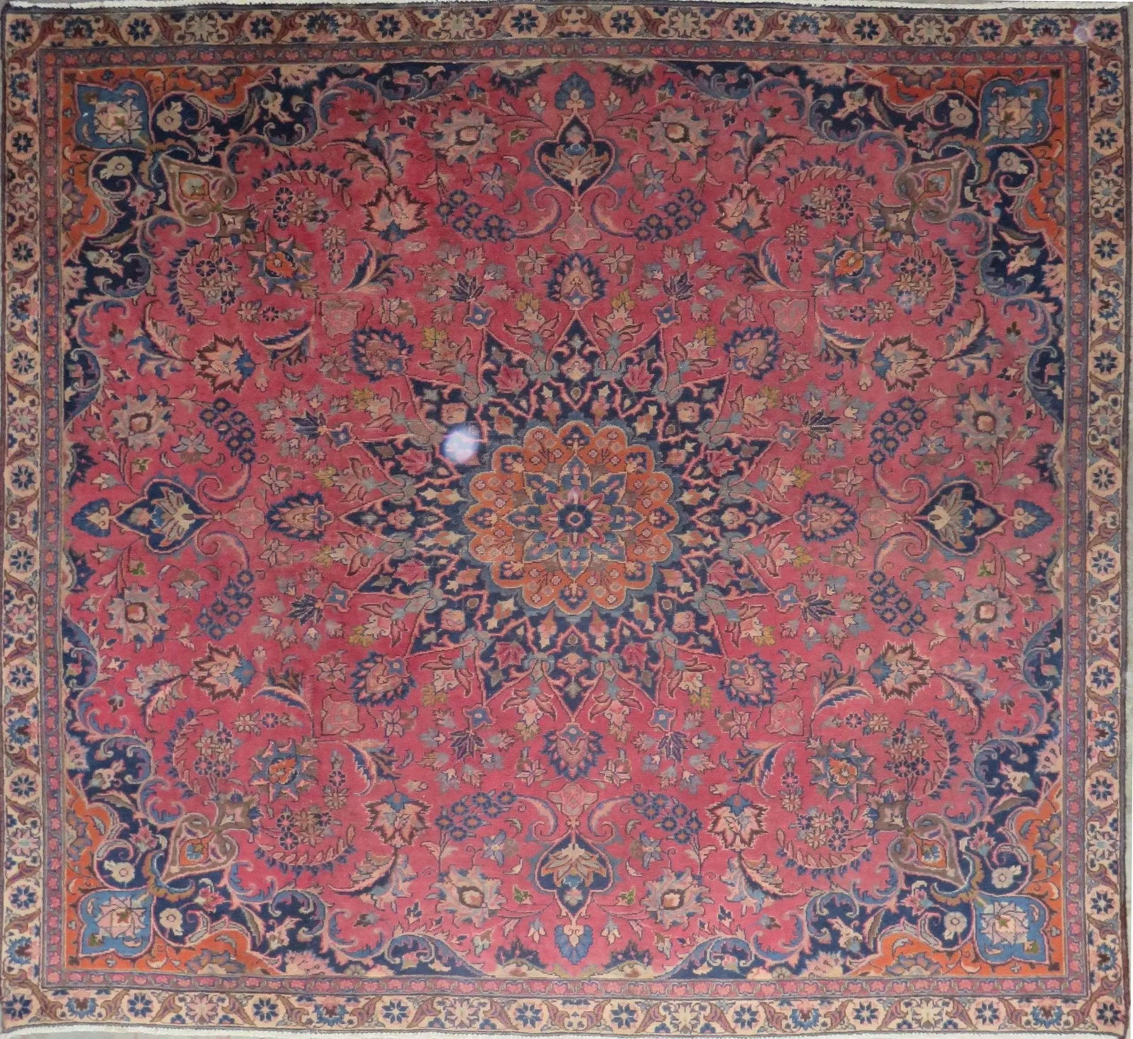 One Of The Kind Hand-Knotted Persian Wool Rug _ Luxurious Vintage Design, 7'5" x 6'8", Artisan: Hand-Knotted Persian Wool Rug _ Luxurious Vintage Design, 7'5" x 6'8", Artisan Crafted, Authentic hand-knotted traditional antique vintage Persian rugs, in excellent vintage condition with over 60 yea