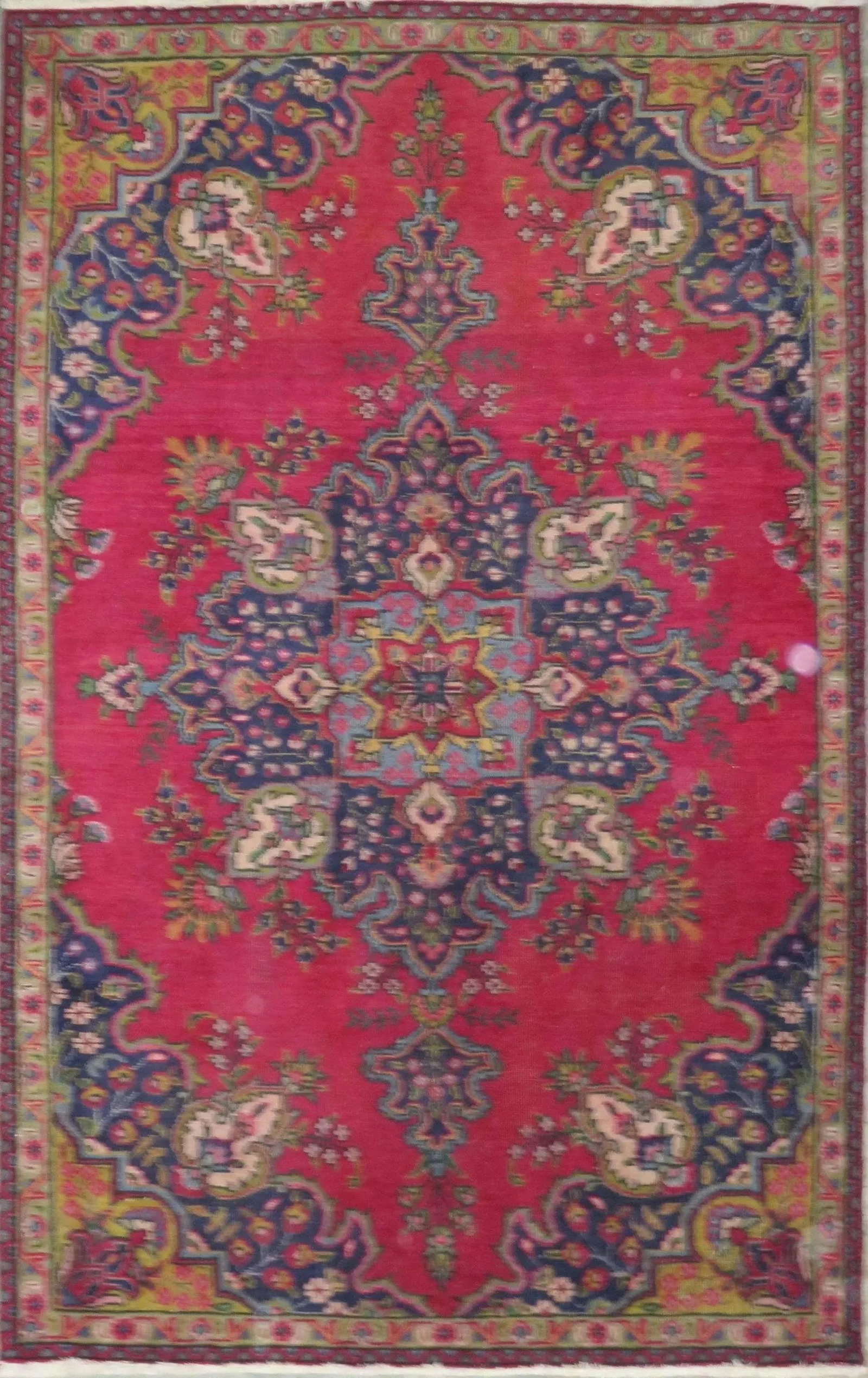 One Of The Kind Hand-Knotted Persian Wool Rug _ Luxurious Vintage Design, 7'5" x 4'8", Artisan: Hand-Knotted Persian Wool Rug _ Luxurious Vintage Design, 7'5" x 4'8", Artisan Crafted, Authentic hand-knotted traditional antique vintage Persian rugs, in excellent vintage condition with over 60 yea