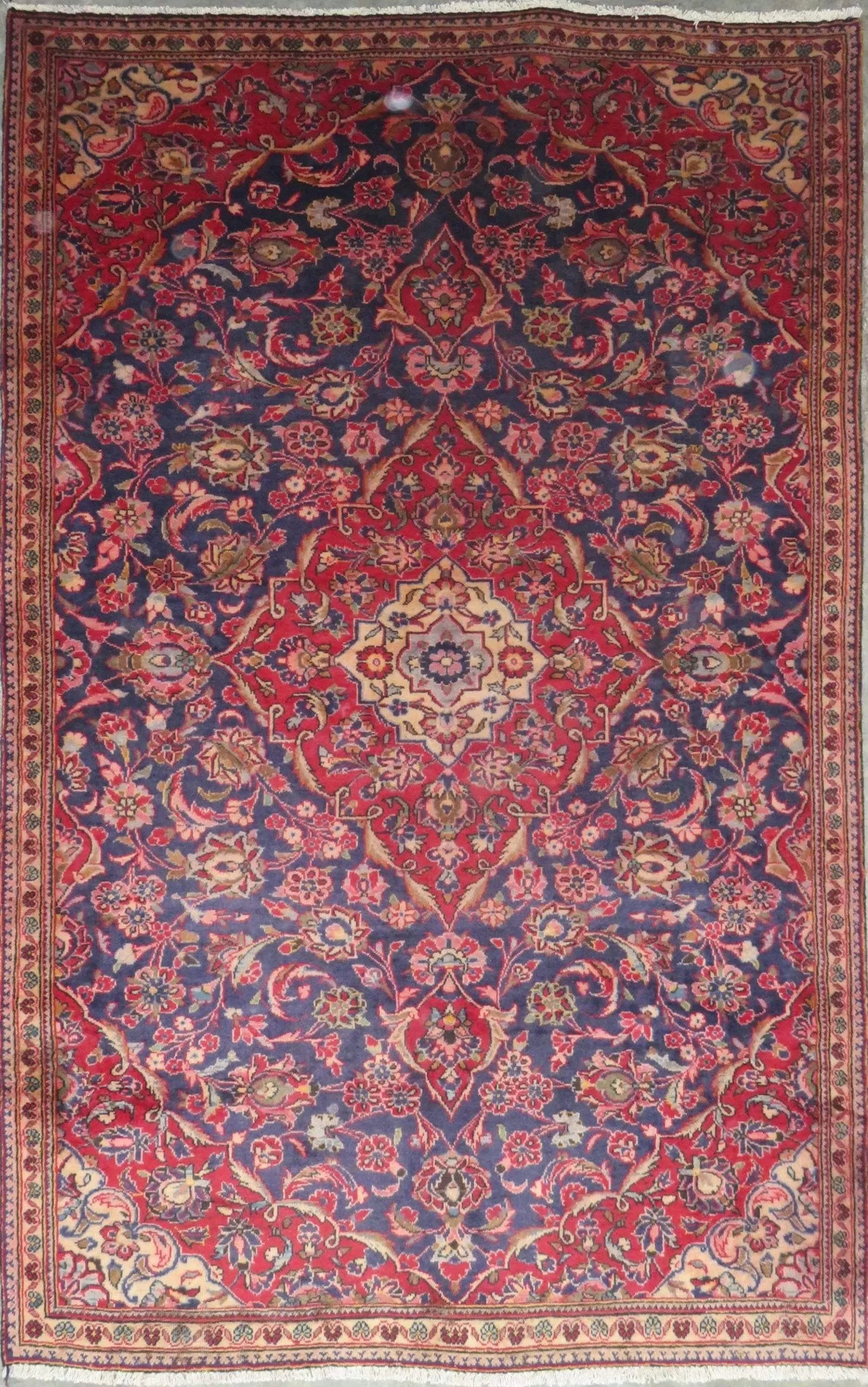 One Of The Kind Hand-Knotted Persian Wool Rug _ Luxurious Vintage Design, 7'5" x 4'7", Artisan: Hand-Knotted Persian Wool Rug _ Luxurious Vintage Design, 7'5" x 4'7", Artisan Crafted, Authentic hand-knotted traditional antique vintage Persian rugs, in excellent vintage condition with over 60 yea