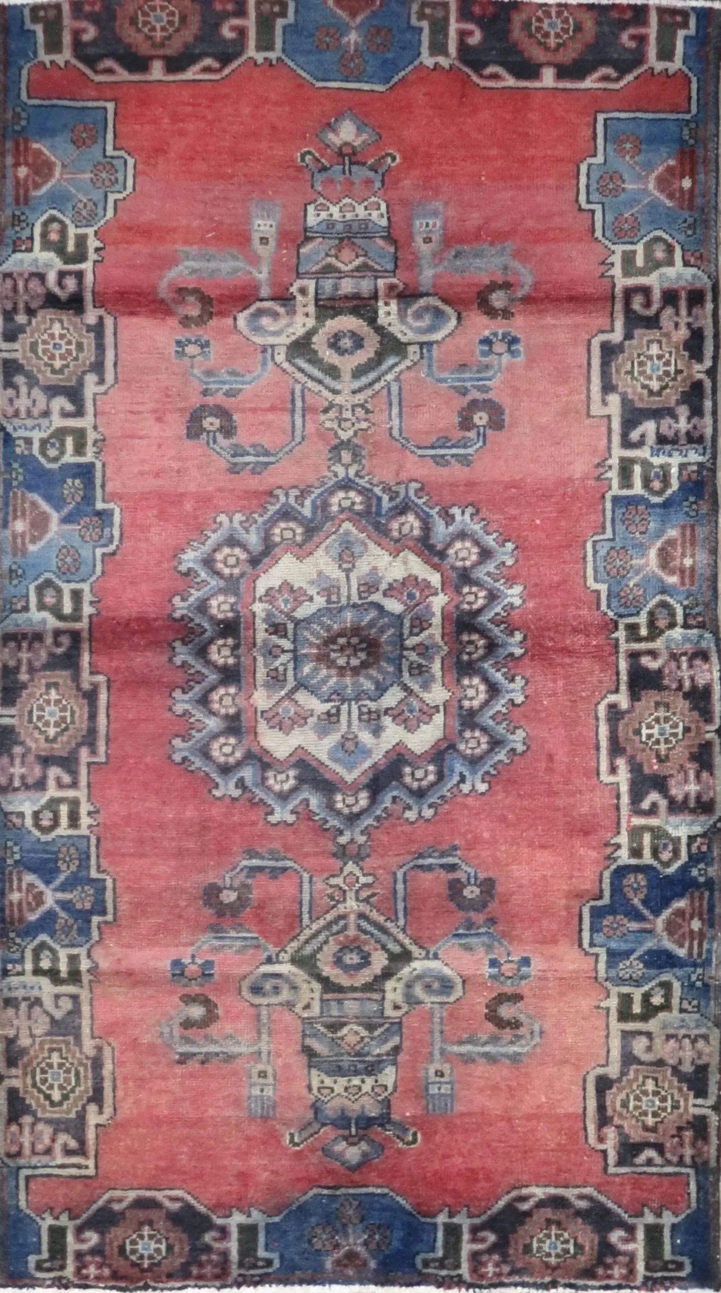 One Of The Kind Hand-Knotted Persian Wool Rug _ Luxurious Vintage Design, 7'2" x 4'1", Artisan: Hand-Knotted Persian Wool Rug _ Luxurious Vintage Design, 7'2" x 4'1", Artisan Crafted, Authentic hand-knotted traditional antique vintage Persian rugs, in excellent vintage condition with over 60 yea