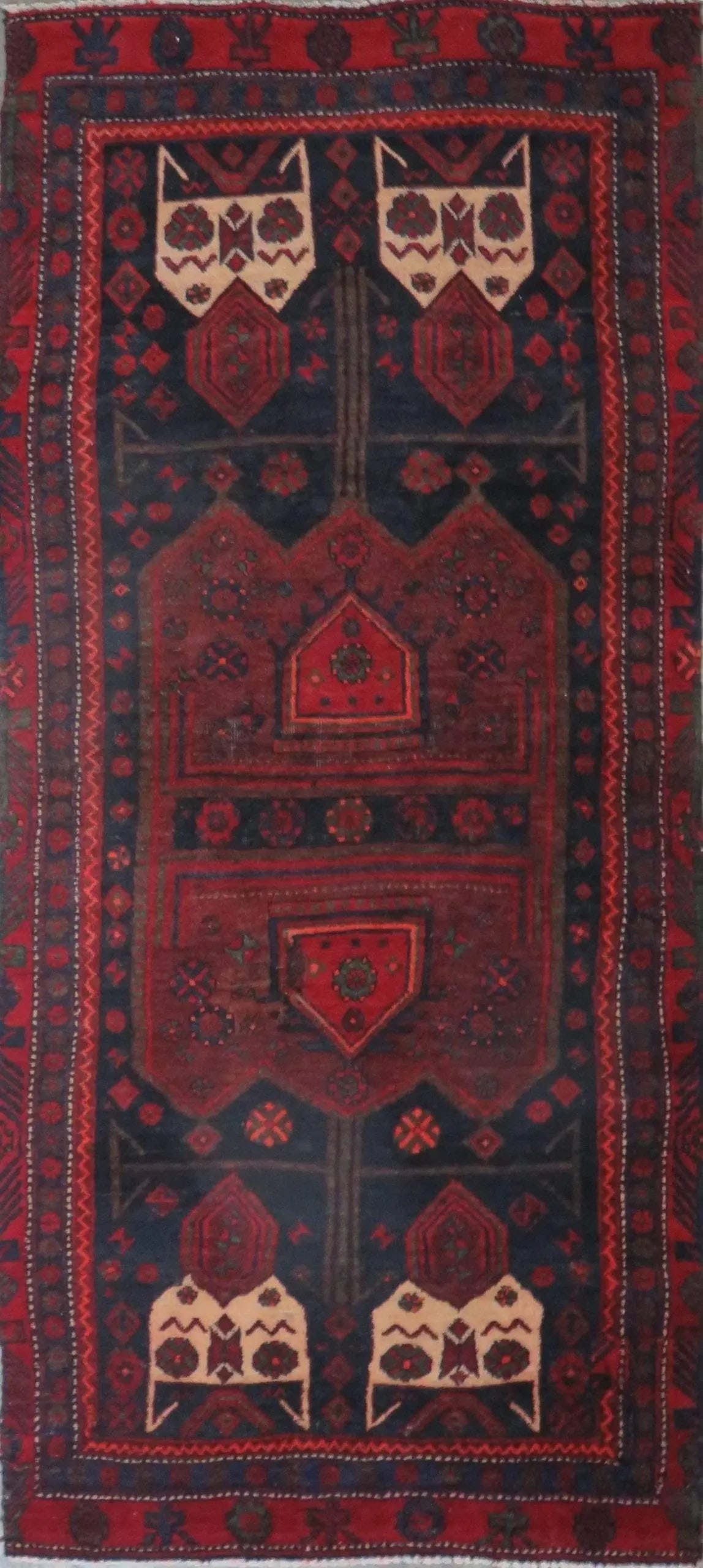 One Of The Kind Hand-Knotted Persian Wool Rug _ Luxurious Vintage Design, 7'2" x 2'10, Artisan: Hand-Knotted Persian Wool Rug _ Luxurious Vintage Design, 7'2" x 2'10, Artisan Crafted, Authentic hand-knotted traditional antique vintage Persian rugs, in excellent vintage condition with over 60 yea