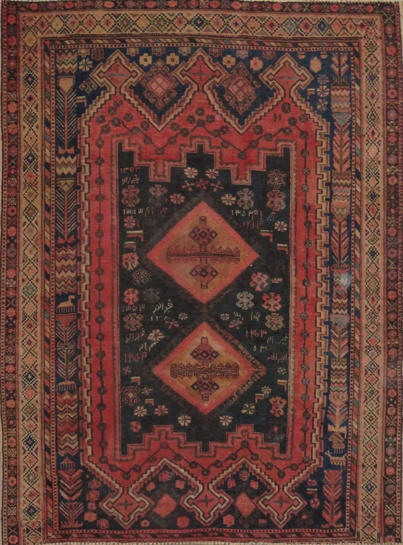 One Of The Kind Hand-Knotted Persian Wool Rug _ Luxurious Vintage Design, 6'8" x 5'1", Artisan: Hand-Knotted Persian Wool Rug _ Luxurious Vintage Design, 6'8" x 5'1", Artisan Crafted, Authentic hand-knotted traditional antique vintage Persian rugs, in excellent vintage condition with over 60 yea