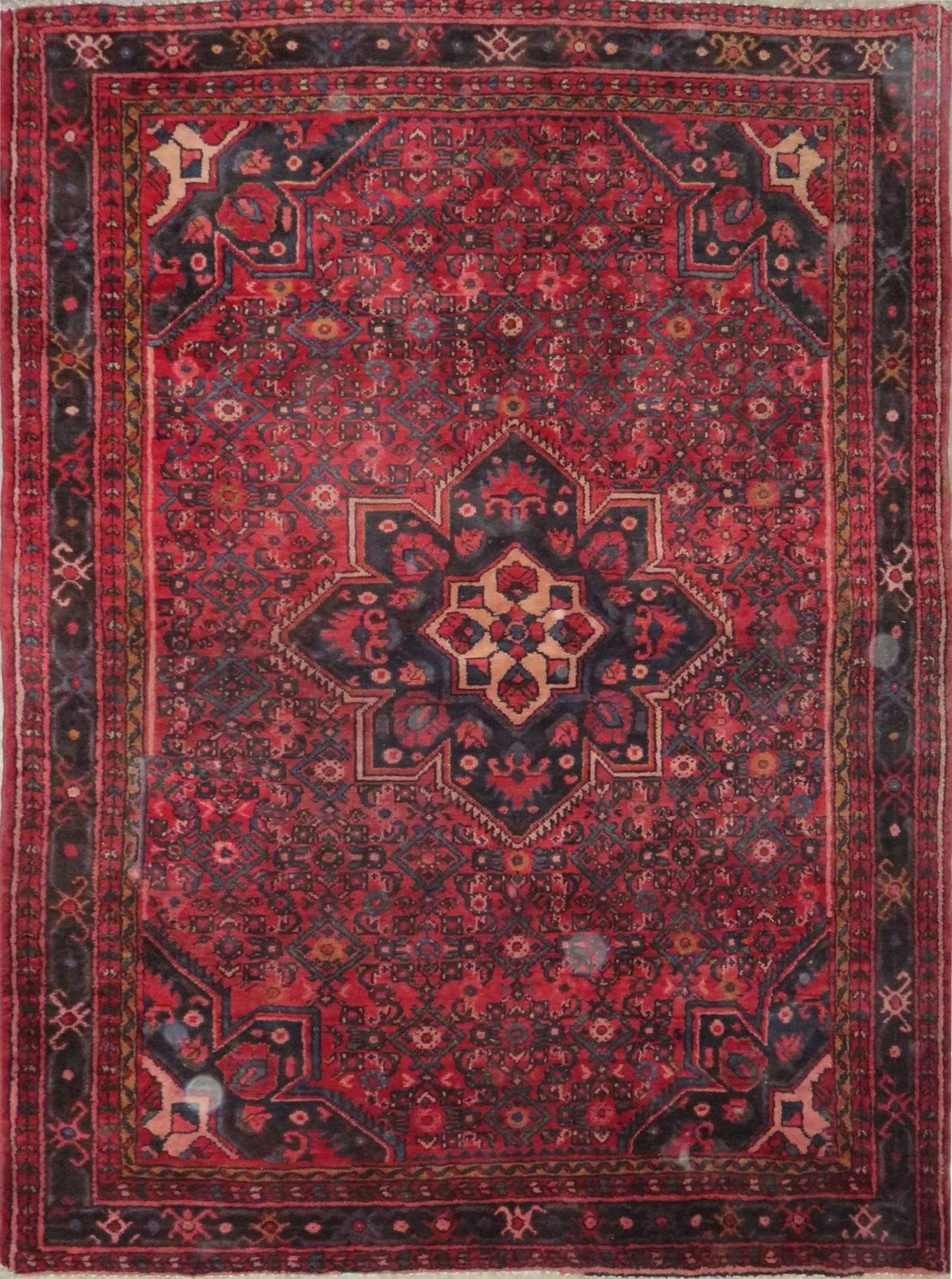 One Of The Kind Hand-Knotted Persian Wool Rug _ Luxurious Vintage Design, 6'8" x 4'10", Artisan: Hand-Knotted Persian Wool Rug _ Luxurious Vintage Design, 6'8" x 4'10", Artisan Crafted, Authentic hand-knotted traditional antique vintage Persian rugs, in excellent vintage condition with over 60 ye