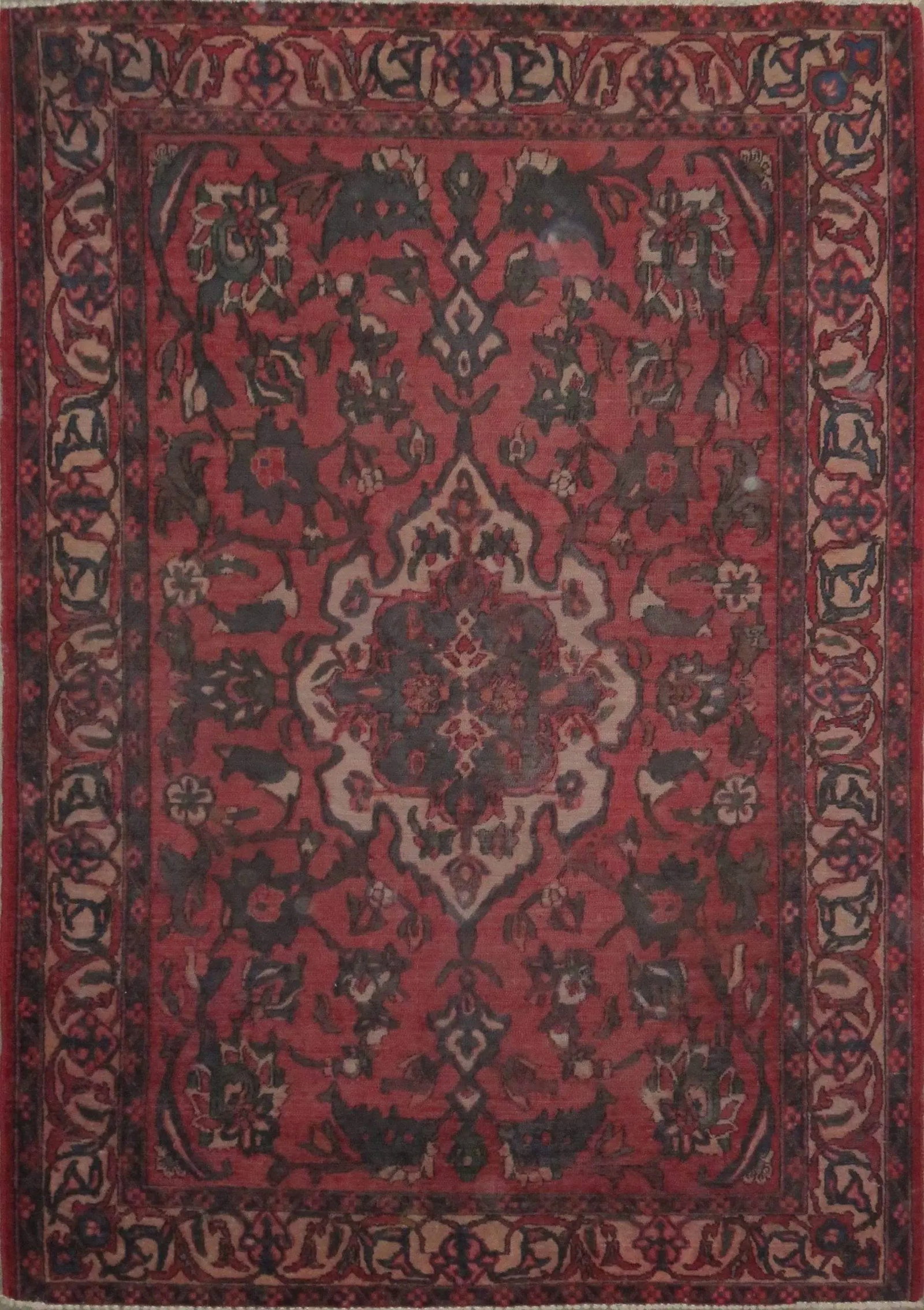 One Of The Kind Hand-Knotted Persian Wool Rug _ Luxurious Vintage Design, 6'7" x 4'7", Artisan: Hand-Knotted Persian Wool Rug _ Luxurious Vintage Design, 6'7" x 4'7", Artisan Crafted, Authentic hand-knotted traditional antique vintage Persian rugs, in excellent vintage condition with over 60 yea