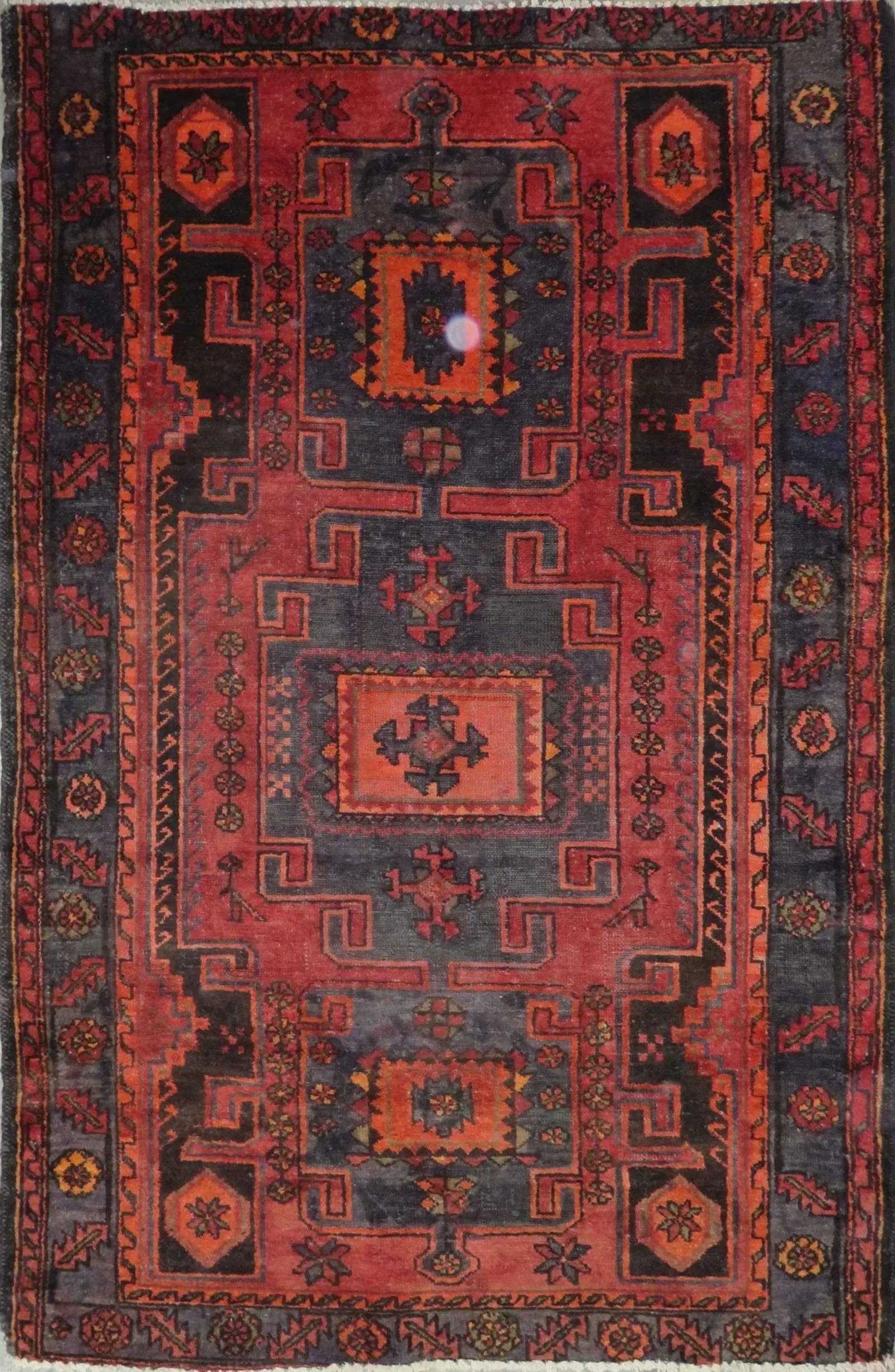 One Of The Kind Hand-Knotted Persian Wool Rug _ Luxurious Vintage Design, 6'7" x 4'4", Artisan: Hand-Knotted Persian Wool Rug _ Luxurious Vintage Design, 6'7" x 4'4", Artisan Crafted, Authentic hand-knotted traditional antique vintage Persian rugs, in excellent vintage condition with over 60 yea