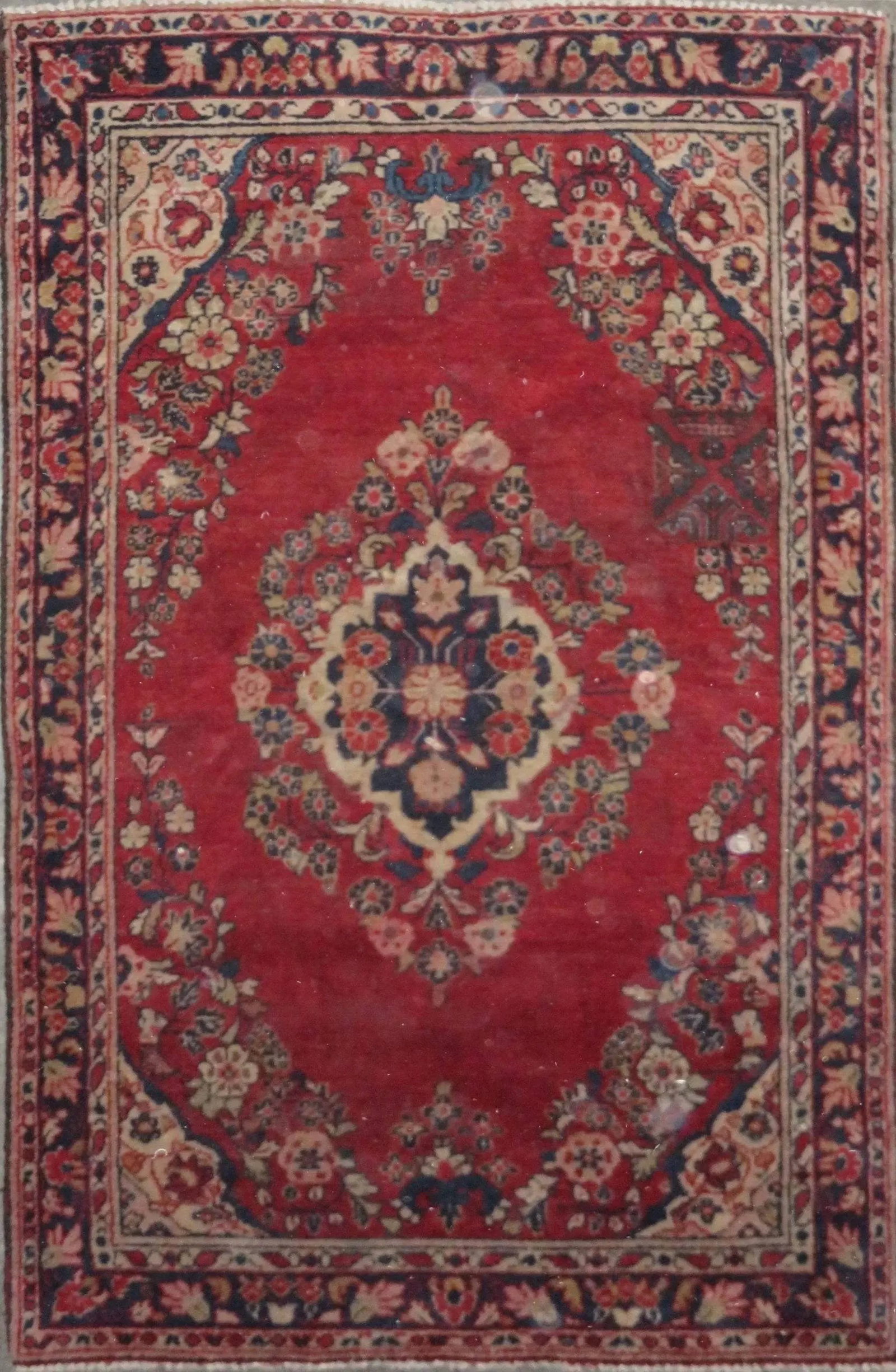 One Of The Kind Hand-Knotted Persian Wool Rug _ Luxurious Vintage Design, 6'7" x 4'1", Artisan: Hand-Knotted Persian Wool Rug _ Luxurious Vintage Design, 6'7" x 4'1", Artisan Crafted, Authentic hand-knotted traditional antique vintage Persian rugs, in excellent vintage condition with over 60 yea
