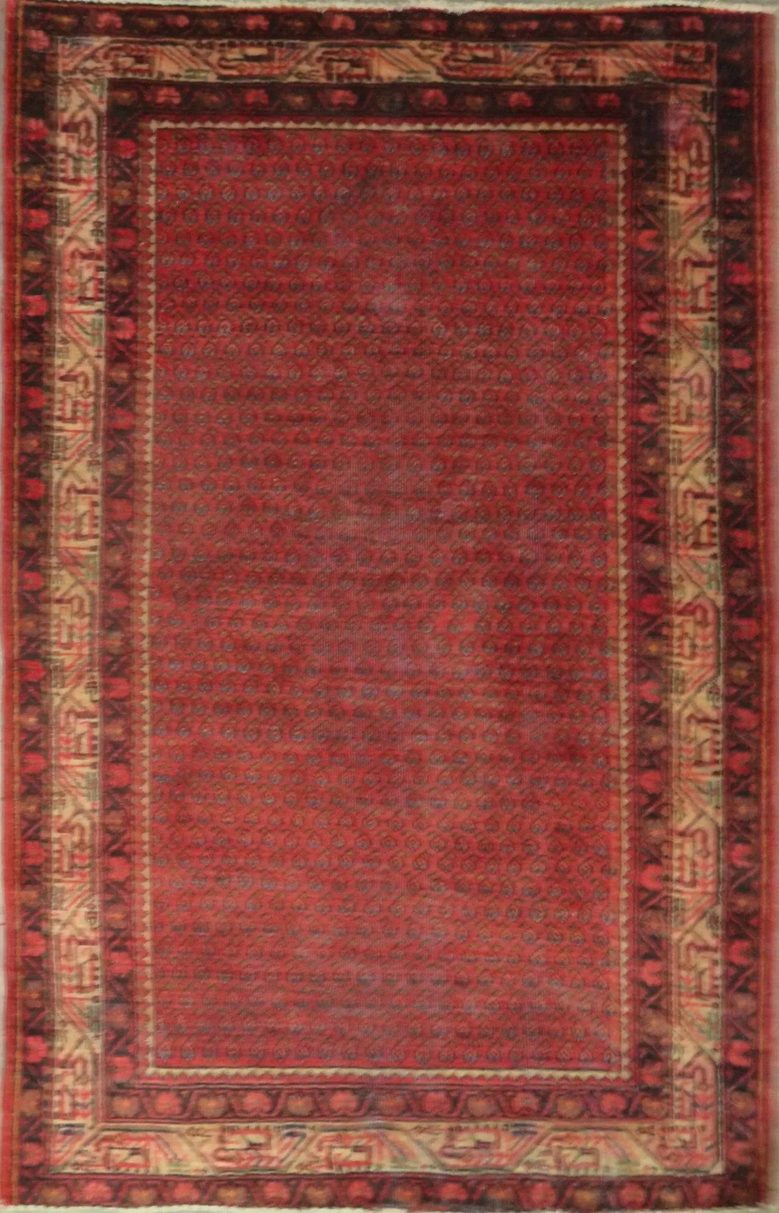 One Of The Kind Hand-Knotted Persian Wool Rug _ Luxurious Vintage Design, 6'6" x 4'3", Artisan: Hand-Knotted Persian Wool Rug _ Luxurious Vintage Design, 6'6" x 4'3", Artisan Crafted, Authentic hand-knotted traditional antique vintage Persian rugs, in excellent vintage condition with over 60 yea