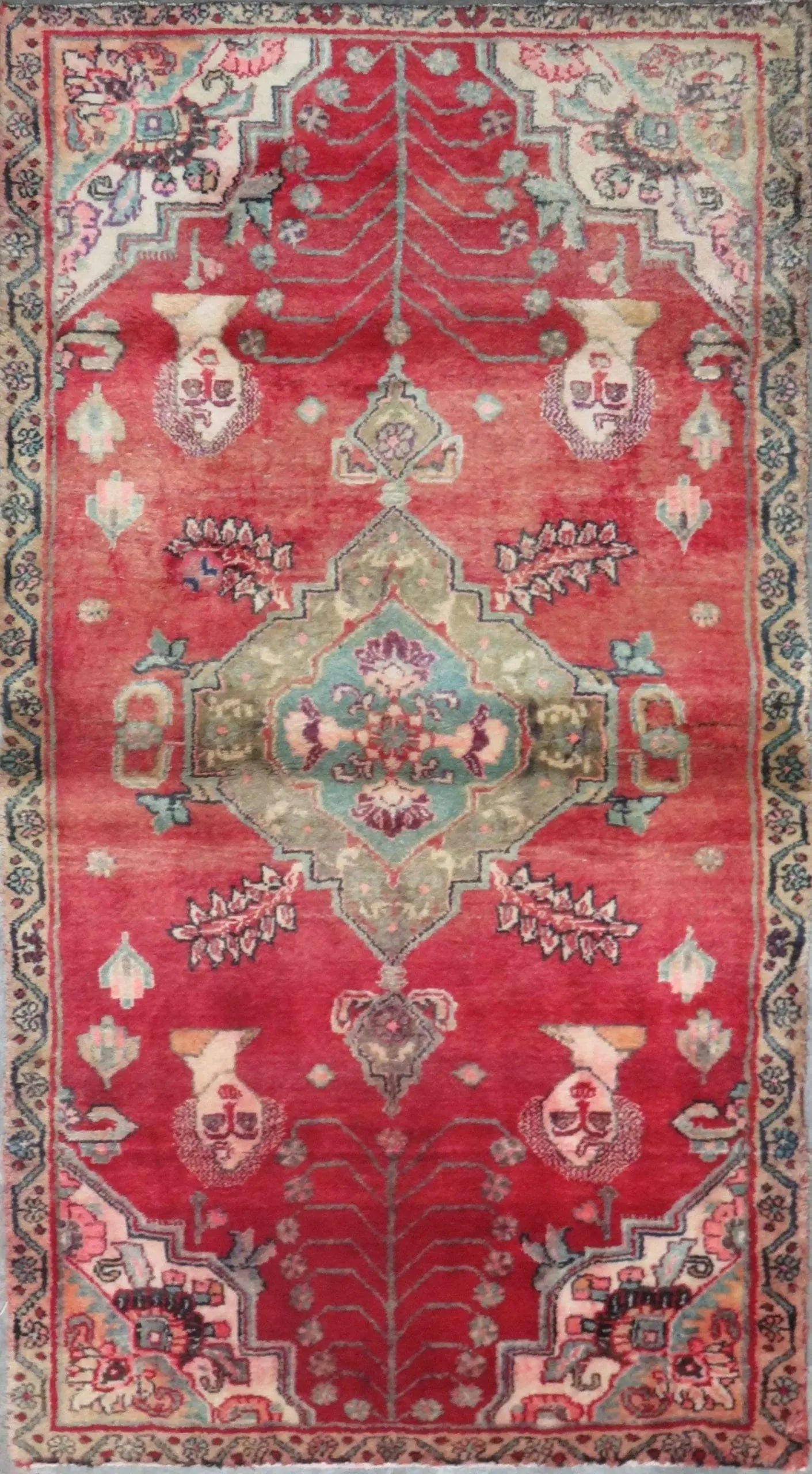 One Of The Kind Hand-Knotted Persian Wool Rug _ Luxurious Vintage Design, 6'6" x 4'0", Artisan: Hand-Knotted Persian Wool Rug _ Luxurious Vintage Design, 6'6" x 4'0", Artisan Crafted, Authentic hand-knotted traditional antique vintage Persian rugs, in excellent vintage condition with over 60 yea