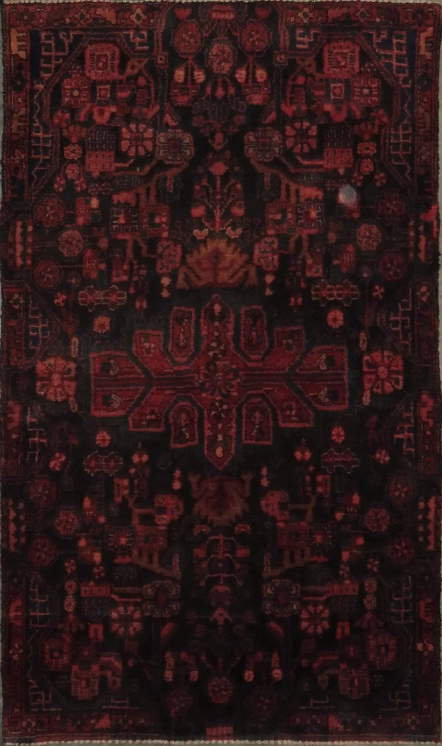 One Of The Kind Hand-Knotted Persian Wool Rug _ Luxurious Vintage Design, 6'6" x 3'8", Artisan: Hand-Knotted Persian Wool Rug _ Luxurious Vintage Design, 6'6" x 3'8", Artisan Crafted, Authentic hand-knotted traditional antique vintage Persian rugs, in excellent vintage condition with over 60 yea