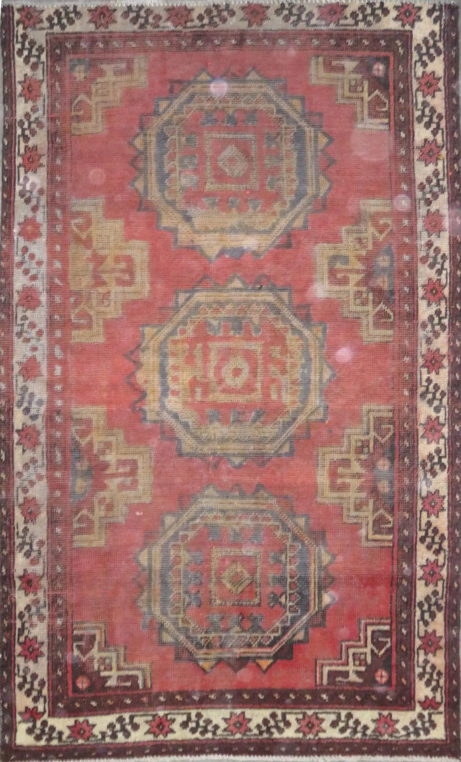 One Of The Kind Hand-Knotted Persian Wool Rug _ Luxurious Vintage Design, 6'3" x 3'7", Artisan: Hand-Knotted Persian Wool Rug _ Luxurious Vintage Design, 6'3" x 3'7", Artisan Crafted, Authentic hand-knotted traditional antique vintage Persian rugs, in excellent vintage condition with over 60 yea