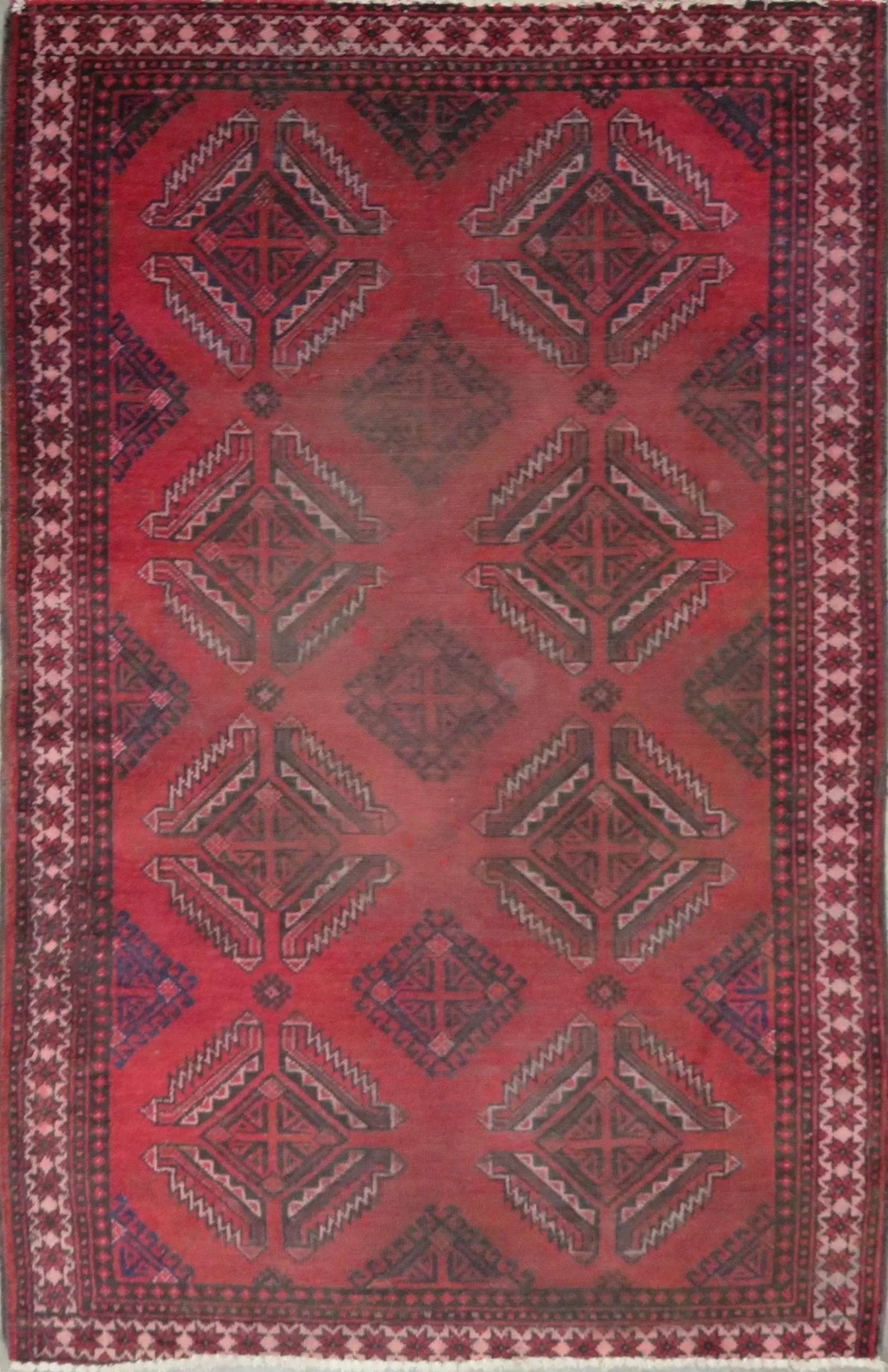 One Of The Kind Hand-Knotted Persian Wool Rug _ Luxurious Vintage Design, 6'2" x 3'9", Artisan: Hand-Knotted Persian Wool Rug _ Luxurious Vintage Design, 6'2" x 3'9", Artisan Crafted, Authentic hand-knotted traditional antique vintage Persian rugs, in excellent vintage condition with over 60 yea