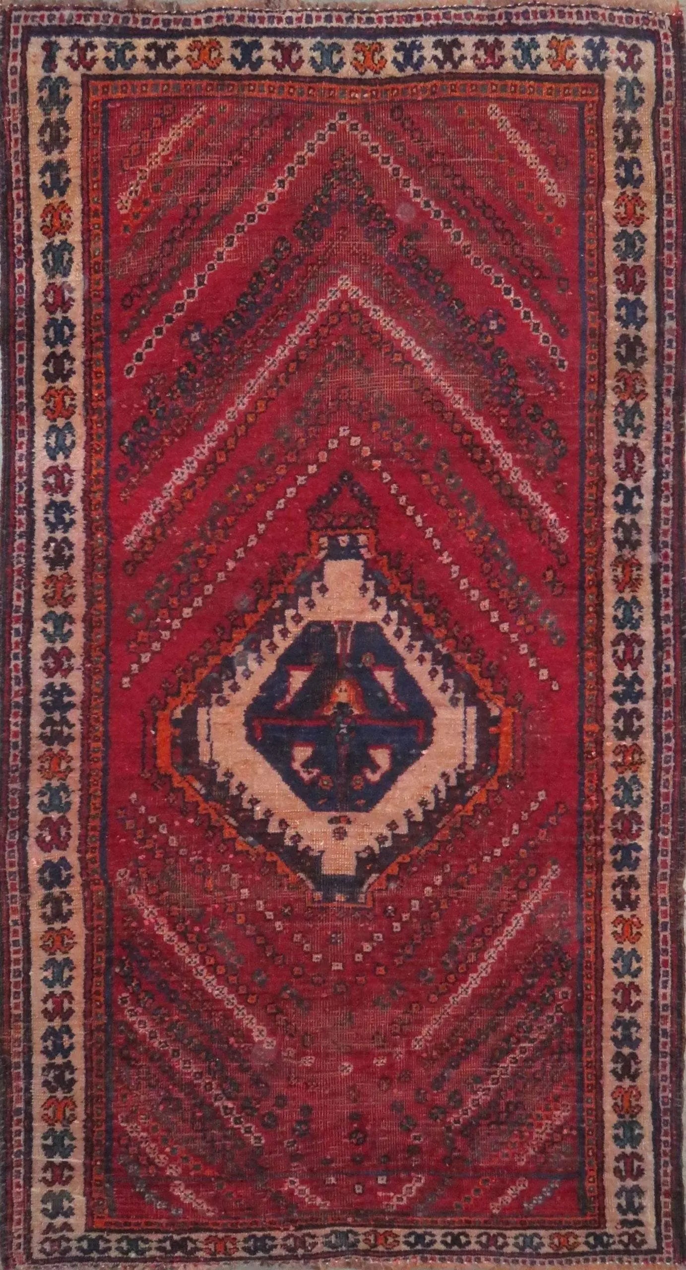One Of The Kind Hand-Knotted Persian Wool Rug _ Luxurious Vintage Design, 6'2" x 3'5", Artisan: Hand-Knotted Persian Wool Rug _ Luxurious Vintage Design, 6'2" x 3'5", Artisan Crafted, Authentic hand-knotted traditional antique vintage Persian rugs, in excellent vintage condition with over 60 yea