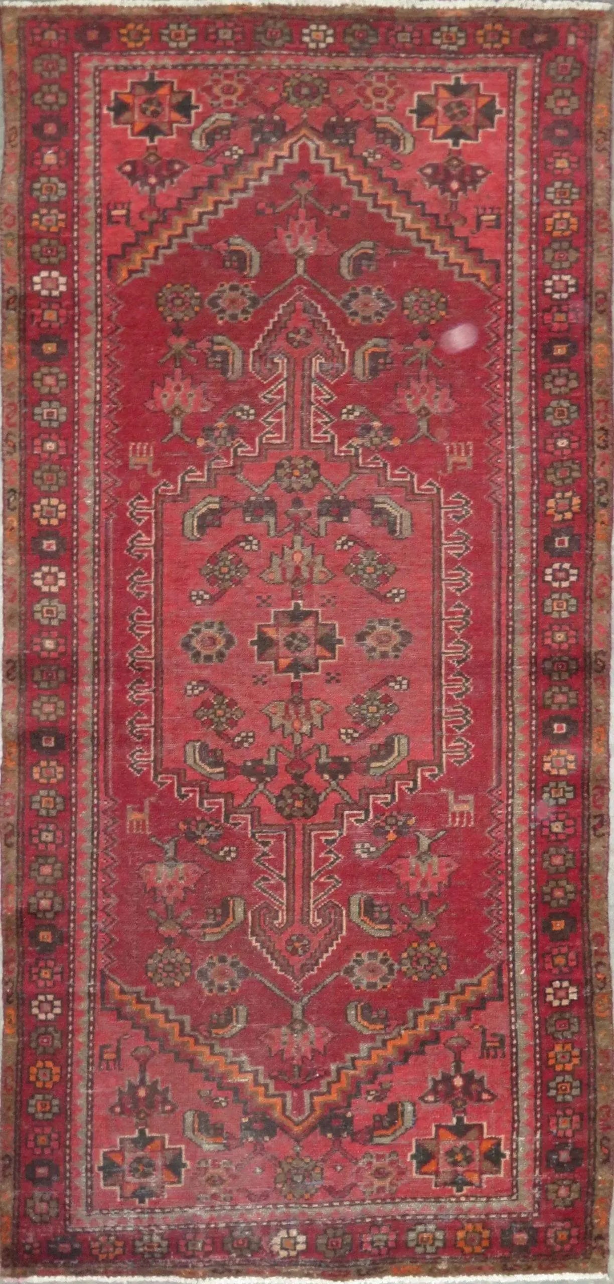 One Of The Kind Hand-Knotted Persian Wool Rug _ Luxurious Vintage Design, 6'2" x 2'10", Artisan: Hand-Knotted Persian Wool Rug _ Luxurious Vintage Design, 6'2" x 2'10", Artisan Crafted, Authentic hand-knotted traditional antique vintage Persian rugs, in excellent vintage condition with over 60 ye