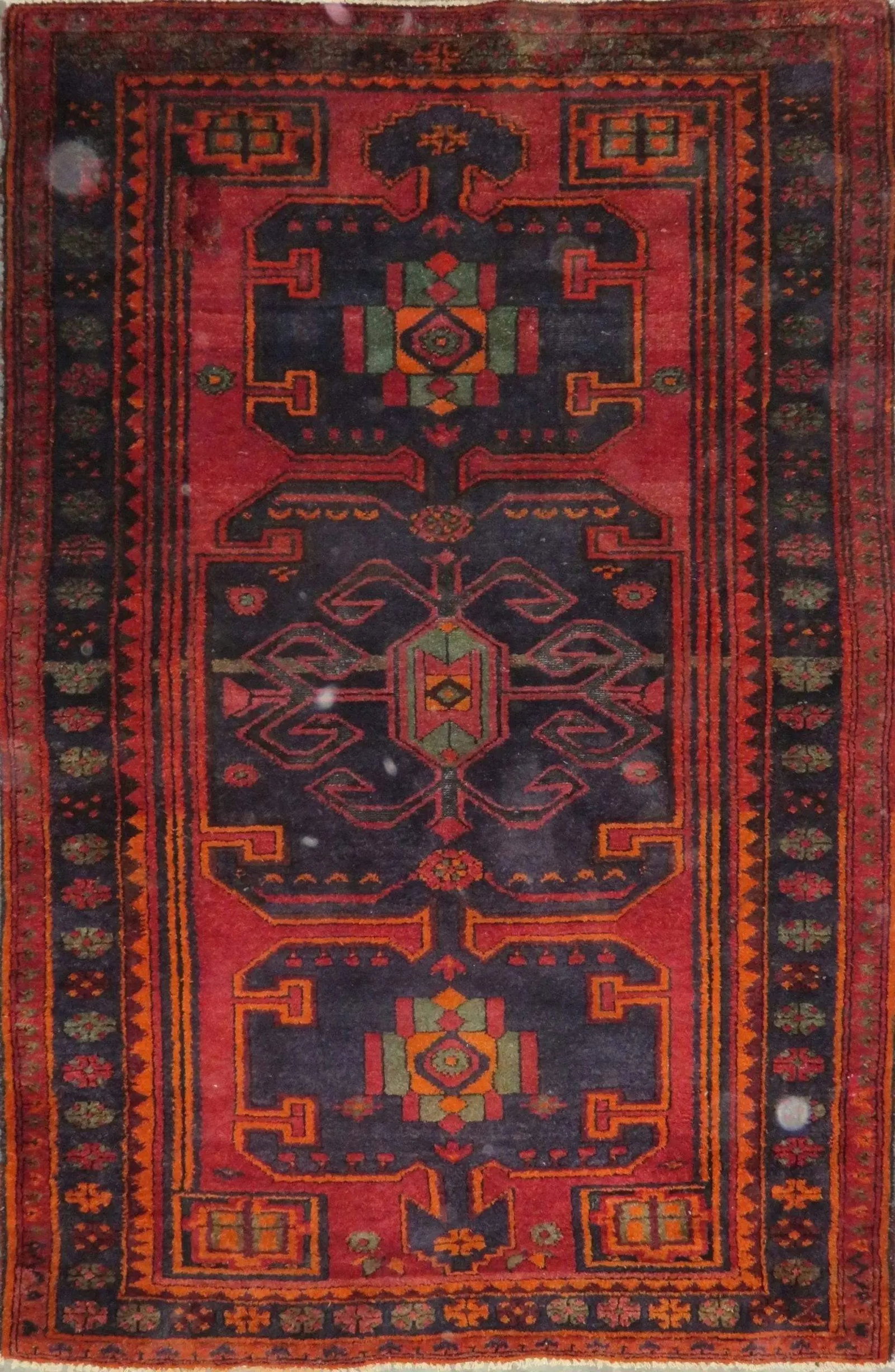 One Of The Kind Hand-Knotted Persian Wool Rug _ Luxurious Vintage Design, 6'10" x 4'4", Artisan: Hand-Knotted Persian Wool Rug _ Luxurious Vintage Design, 6'10" x 4'4", Artisan Crafted, Authentic hand-knotted traditional antique vintage Persian rugs, in excellent vintage condition with over 60 ye