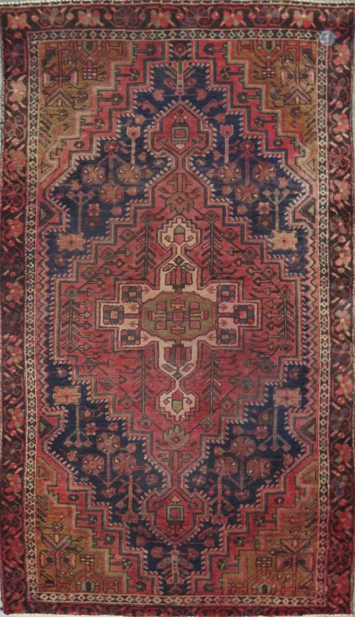 One Of The Kind Hand-Knotted Persian Wool Rug _ Luxurious Vintage Design, 6'10" x 3'8", Artisan: Hand-Knotted Persian Wool Rug _ Luxurious Vintage Design, 6'10" x 3'8", Artisan Crafted, Authentic hand-knotted traditional antique vintage Persian rugs, in excellent vintage condition with over 60 ye