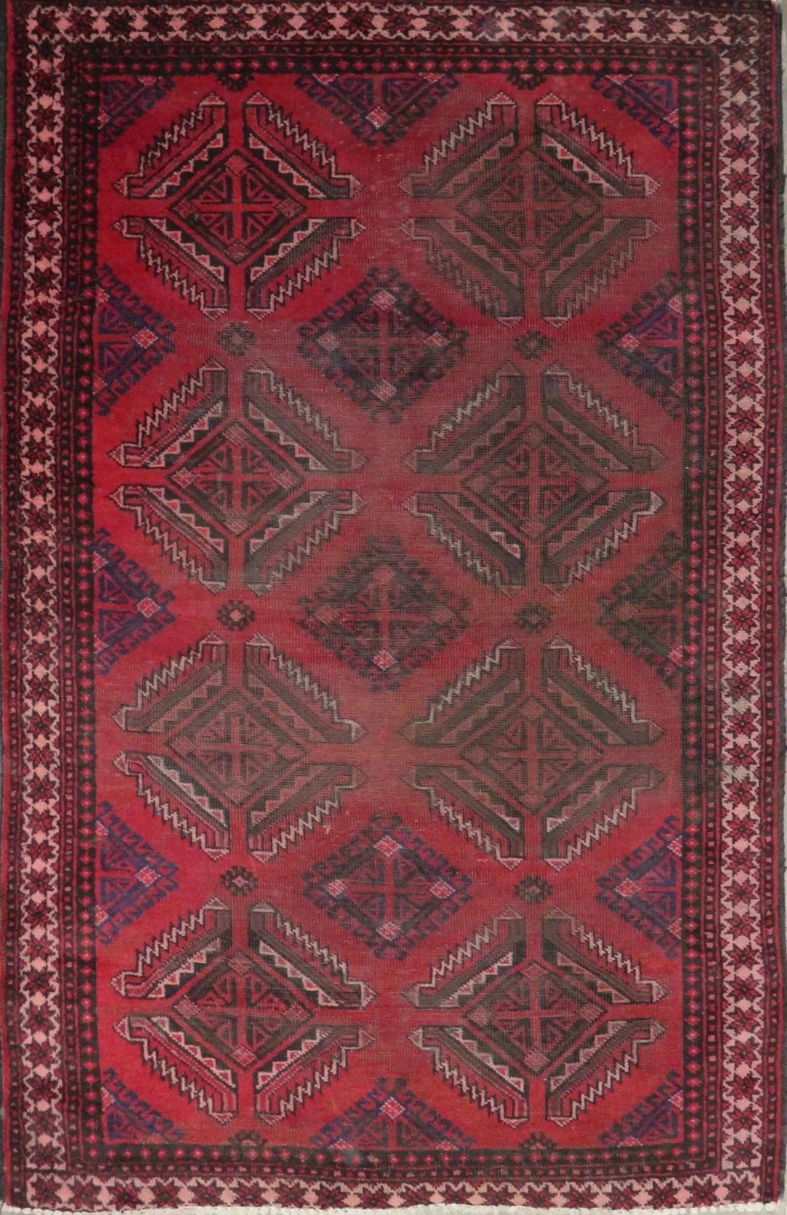 One Of The Kind Hand-Knotted Persian Wool Rug _ Luxurious Vintage Design, 6'10" x 3'7", Artisan: Hand-Knotted Persian Wool Rug _ Luxurious Vintage Design, 6'10" x 3'7", Artisan Crafted, Authentic hand-knotted traditional antique vintage Persian rugs, in excellent vintage condition with over 60 ye