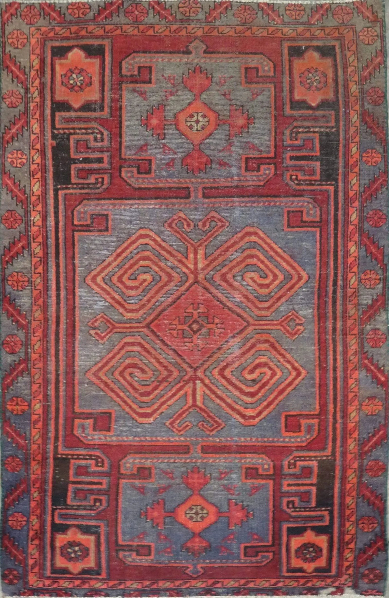 One Of The Kind Hand-Knotted Persian Wool Rug _ Luxurious Vintage Design, 6'1" x 4'0", Artisan: Hand-Knotted Persian Wool Rug _ Luxurious Vintage Design, 6'1" x 4'0", Artisan Crafted, Authentic hand-knotted traditional antique vintage Persian rugs, in excellent vintage condition with over 60 yea