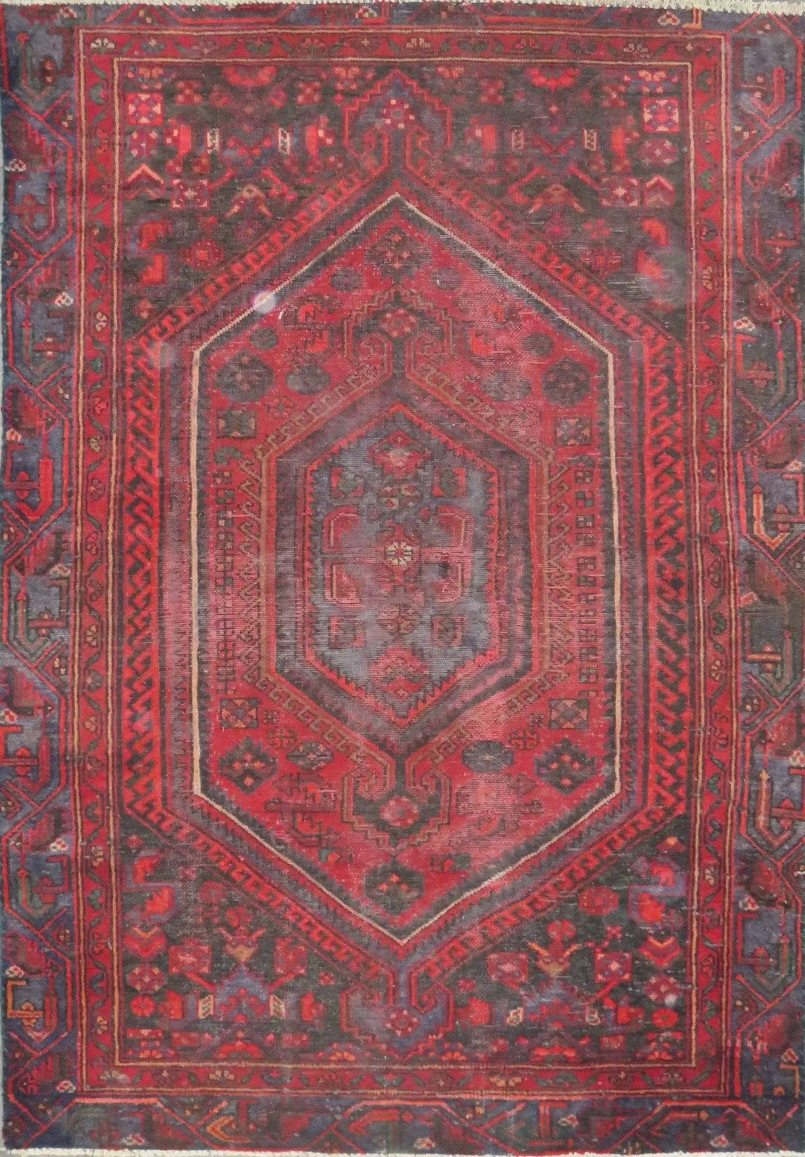One Of The Kind Hand-Knotted Persian Wool Rug _ Luxurious Vintage Design, 6'1" x 3'9", Artisan: Hand-Knotted Persian Wool Rug _ Luxurious Vintage Design, 6'1" x 3'9", Artisan Crafted, Authentic hand-knotted traditional antique vintage Persian rugs, in excellent vintage condition with over 60 yea