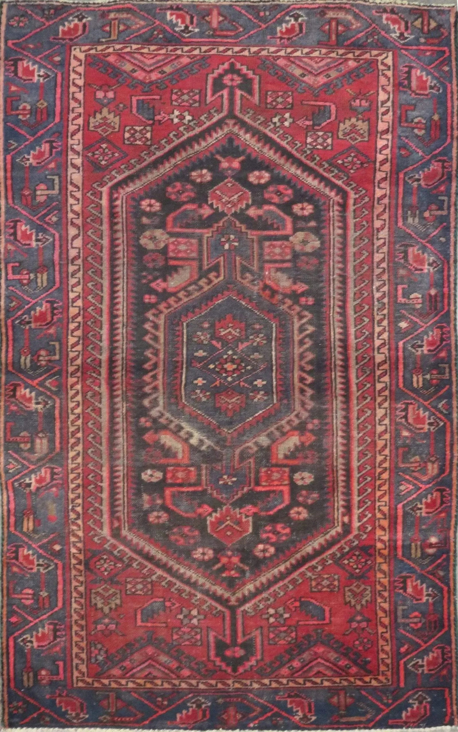 One Of The Kind Hand-Knotted Persian Wool Rug _ Luxurious Vintage Design, 6'1" x 3'7", Artisan: Hand-Knotted Persian Wool Rug _ Luxurious Vintage Design, 6'1" x 3'7", Artisan Crafted, Authentic hand-knotted traditional antique vintage Persian rugs, in excellent vintage condition with over 60 yea