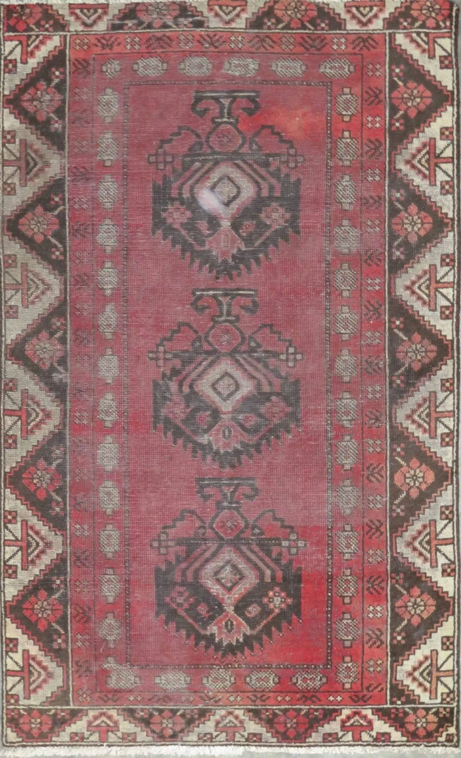 One Of The Kind Hand-Knotted Persian Wool Rug _ Luxurious Vintage Design, 6'1" x 3'6", Artisan: Hand-Knotted Persian Wool Rug _ Luxurious Vintage Design, 6'1" x 3'6", Artisan Crafted, Authentic hand-knotted traditional antique vintage Persian rugs, in excellent vintage condition with over 60 yea