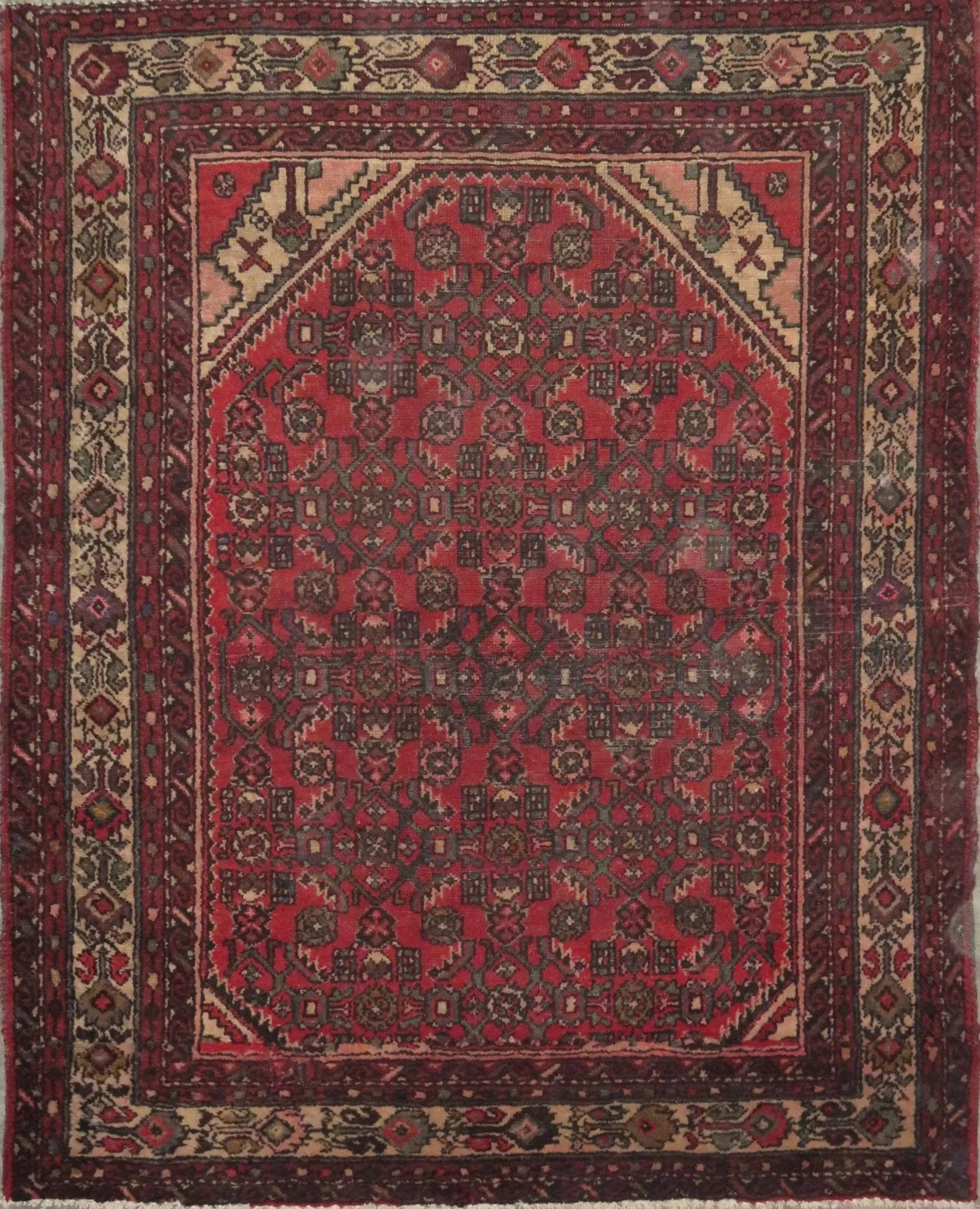 One Of The Kind Hand-Knotted Persian Wool Rug _ Luxurious Vintage Design, 5'9" x 4'8", Artisan: Hand-Knotted Persian Wool Rug _ Luxurious Vintage Design, 5'9" x 4'8", Artisan Crafted, Authentic hand-knotted traditional antique vintage Persian rugs, in excellent vintage condition with over 60 yea