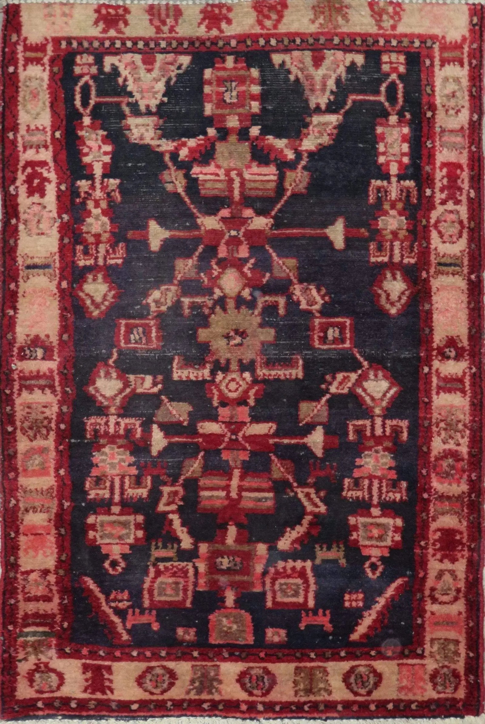 One Of The Kind Hand-Knotted Persian Wool Rug _ Luxurious Vintage Design, 5'9" x 3'9", Artisan: Hand-Knotted Persian Wool Rug _ Luxurious Vintage Design, 5'9" x 3'9", Artisan Crafted, Authentic hand-knotted traditional antique vintage Persian rugs, in excellent vintage condition with over 60 yea