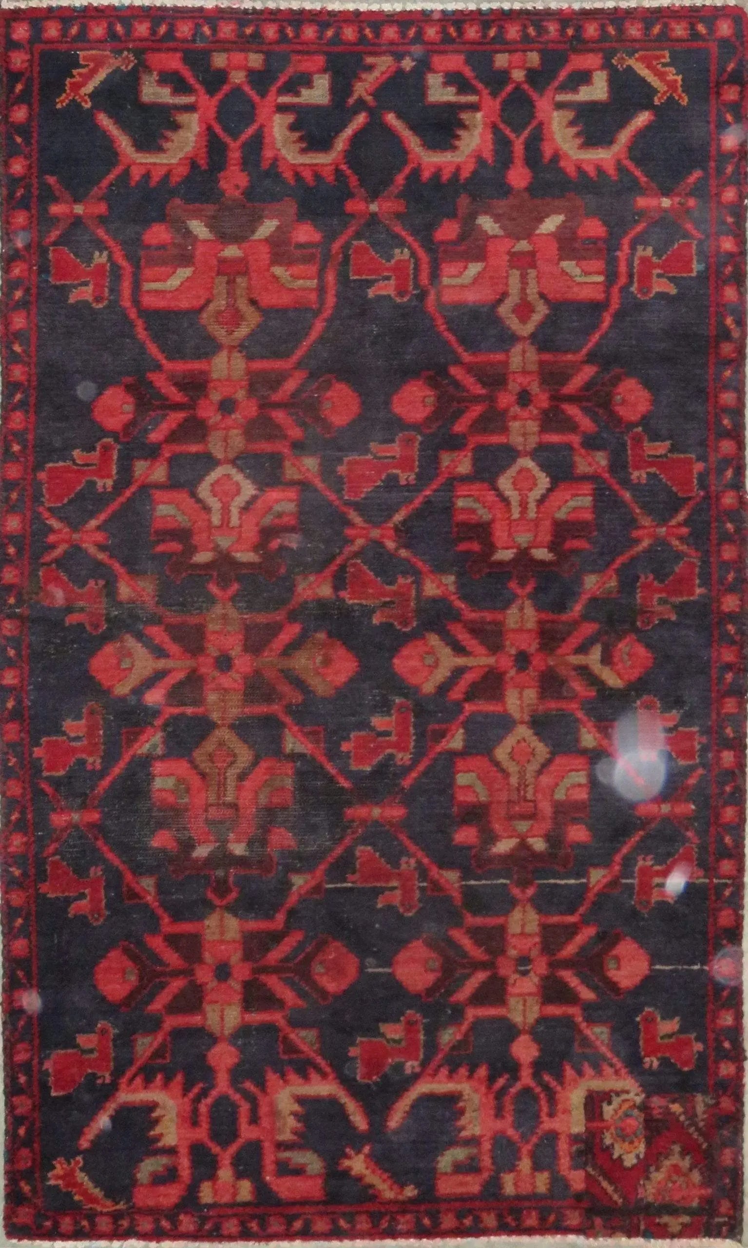 One Of The Kind Hand-Knotted Persian Wool Rug _ Luxurious Vintage Design, 5'8" x 3'2", Artisan: Hand-Knotted Persian Wool Rug _ Luxurious Vintage Design, 5'8" x 3'2", Artisan Crafted, Authentic hand-knotted traditional antique vintage Persian rugs, in excellent vintage condition with over 60 yea