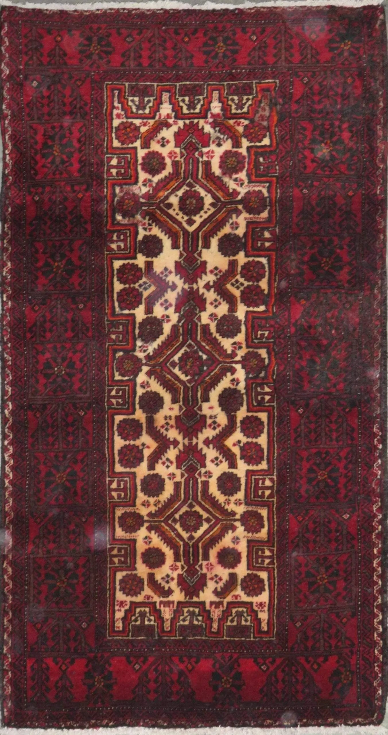 One Of The Kind Hand-Knotted Persian Wool Rug _ Luxurious Vintage Design, 5'8" x 3'1", Artisan: Hand-Knotted Persian Wool Rug _ Luxurious Vintage Design, 5'8" x 3'1", Artisan Crafted, Authentic hand-knotted traditional antique vintage Persian rugs, in excellent vintage condition with over 60 yea